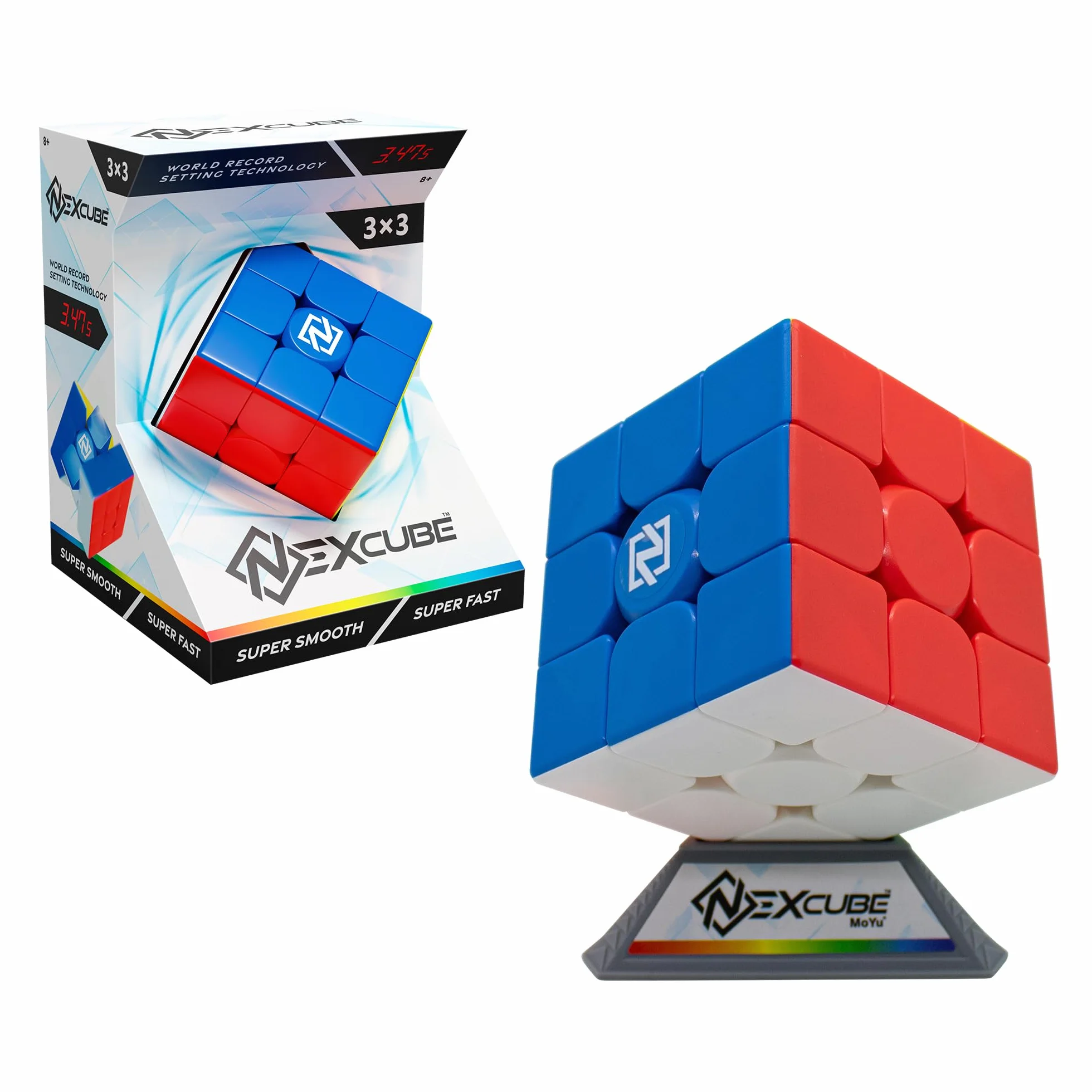 Nexcube 3x3 Clasico, El Cubo para Speedcubers. Máxima Velocidad. Sin Pegatinas. con posicionamiento preciso y Sistema de Doble Ajuste, Multicolor (64559901)