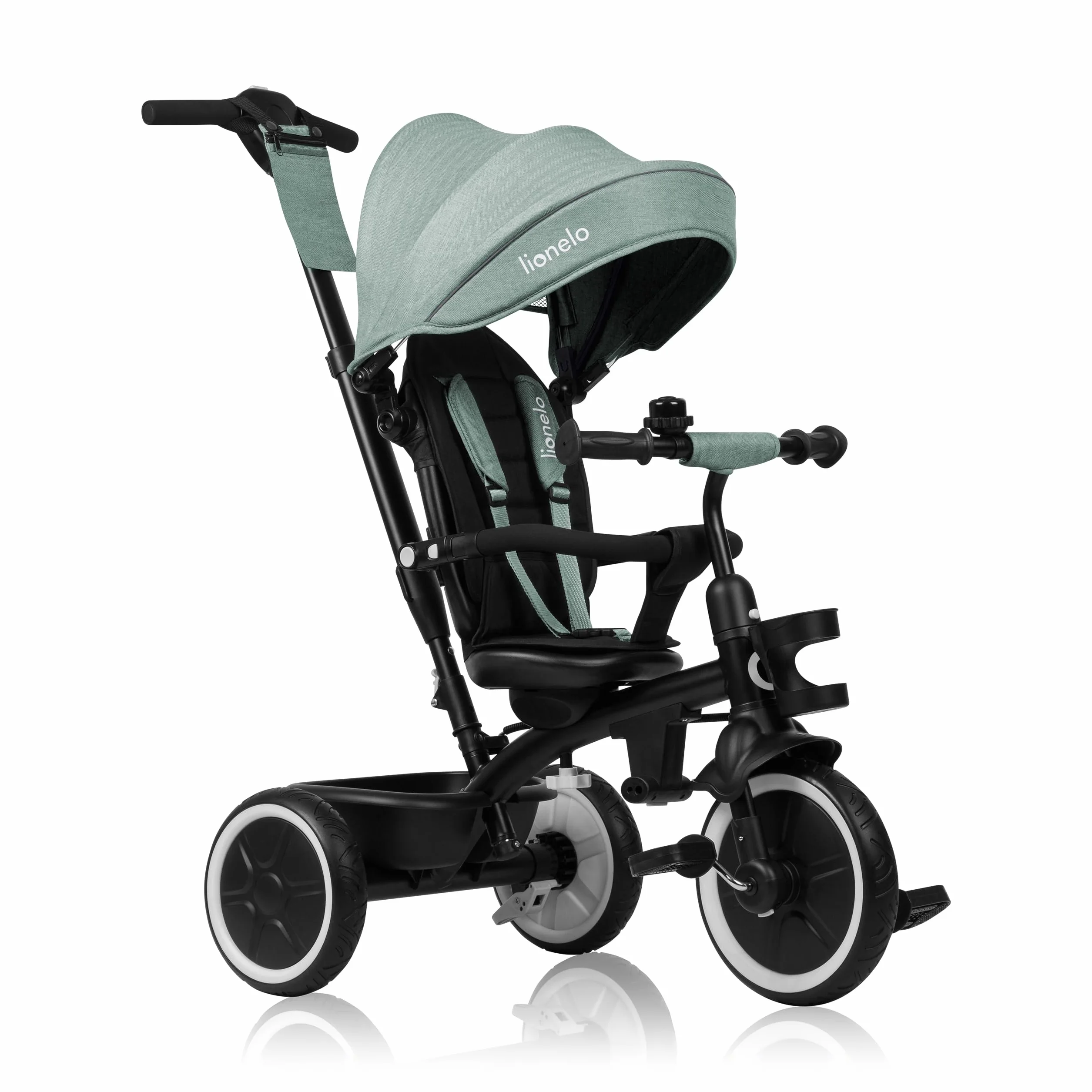 LIONELO Berry Triciclo Multifuncional de Paseo Silla de Paseo de 9 Meses a 5 años a 25 kg Ruedas Grandes de PU, Triciclo Asiento Giratorio 360° Montaje sin Herramientas
