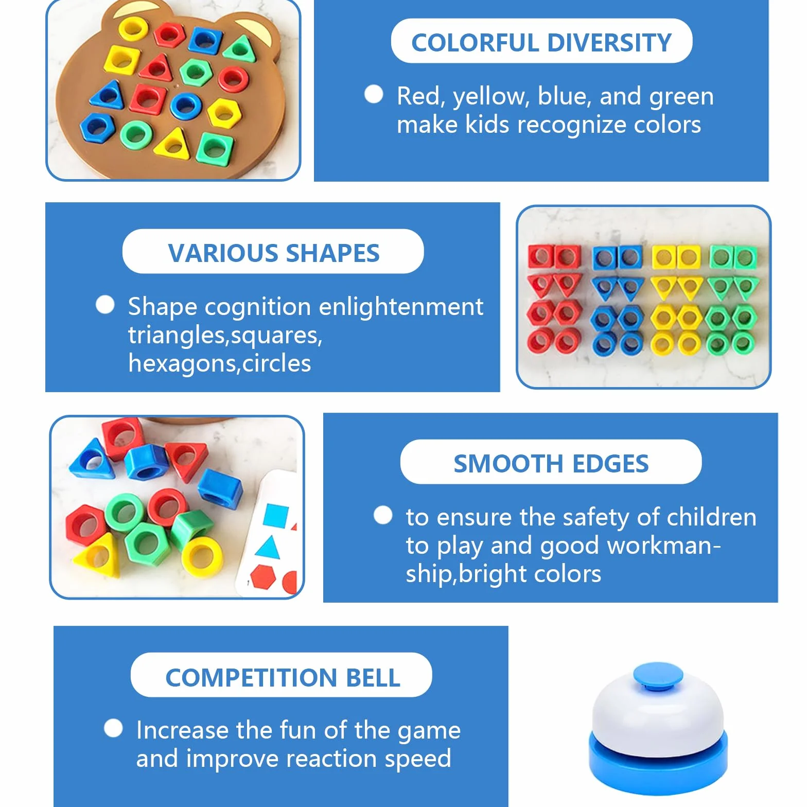 Juego De Emparejamiento De Forma con Tarjeta, Shape Matching Game, Color Sensory Educational Toy para niños 3-8 años