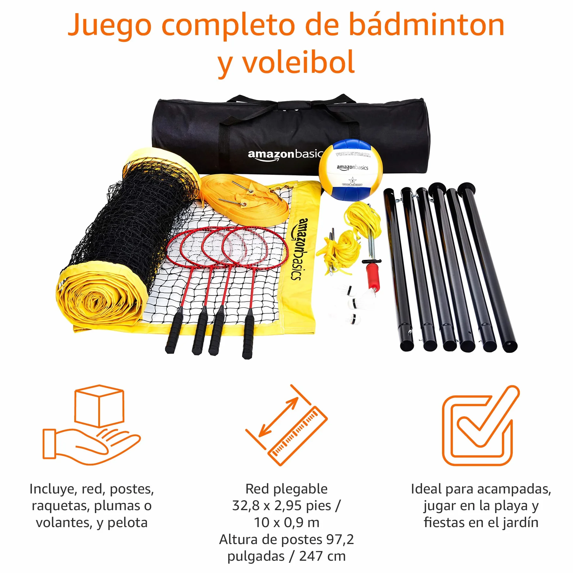 Amazon Basics Kit combinado voleibol bádminton