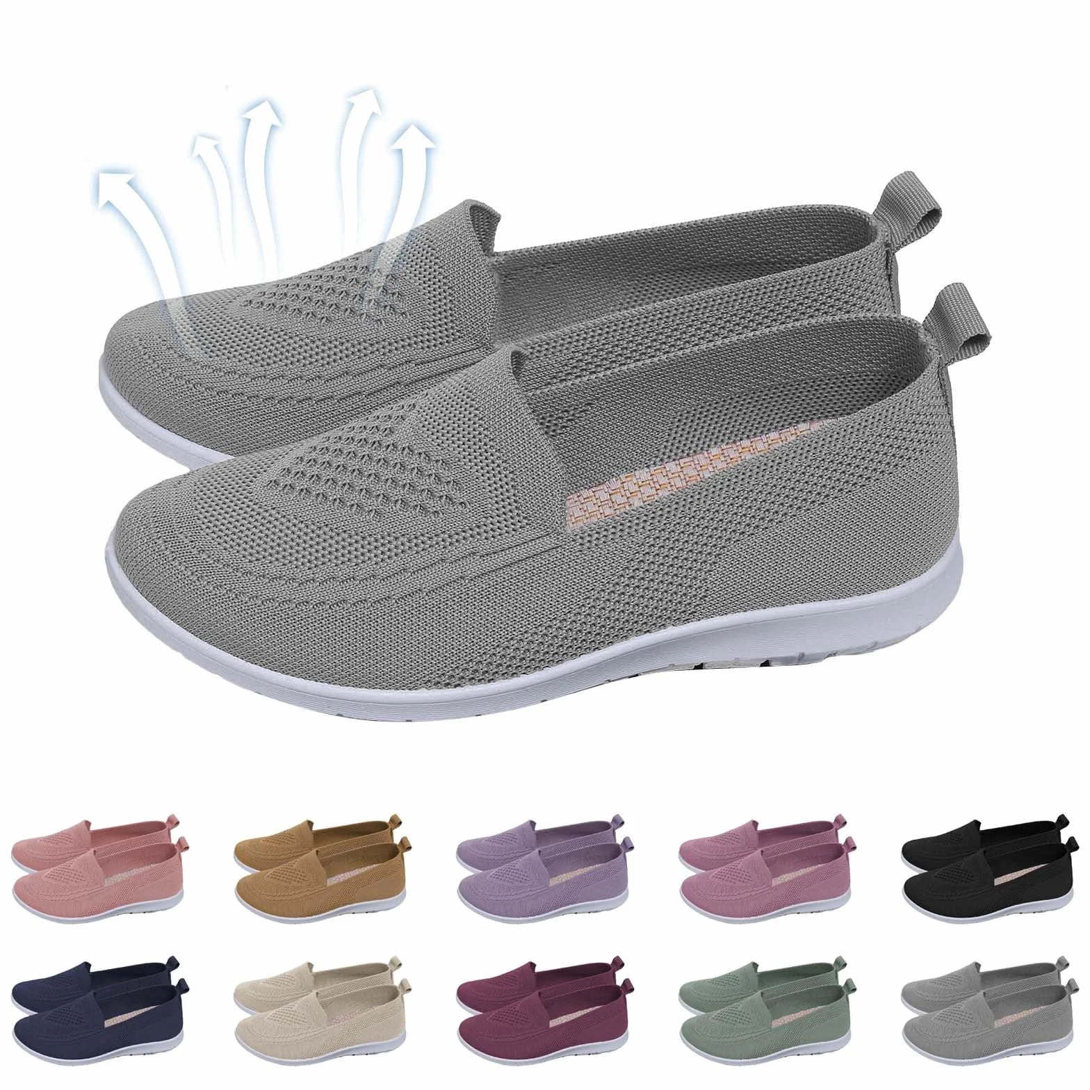 HOOUDO Zapatos Ortopedicos Mujer Deportivos Sin Cordones Antideslizantes Fascitis Plantar