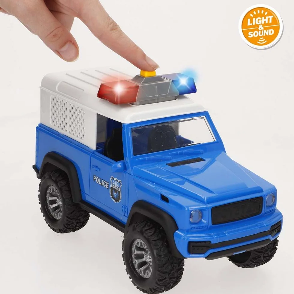 ColorBaby Speed & Go Coche policía Juguete, con Luces y Sonidos, Puertas Apertura Manual, Sistema de fricción, Escala 1:16, para niños a Partir de 3 años (39053)
