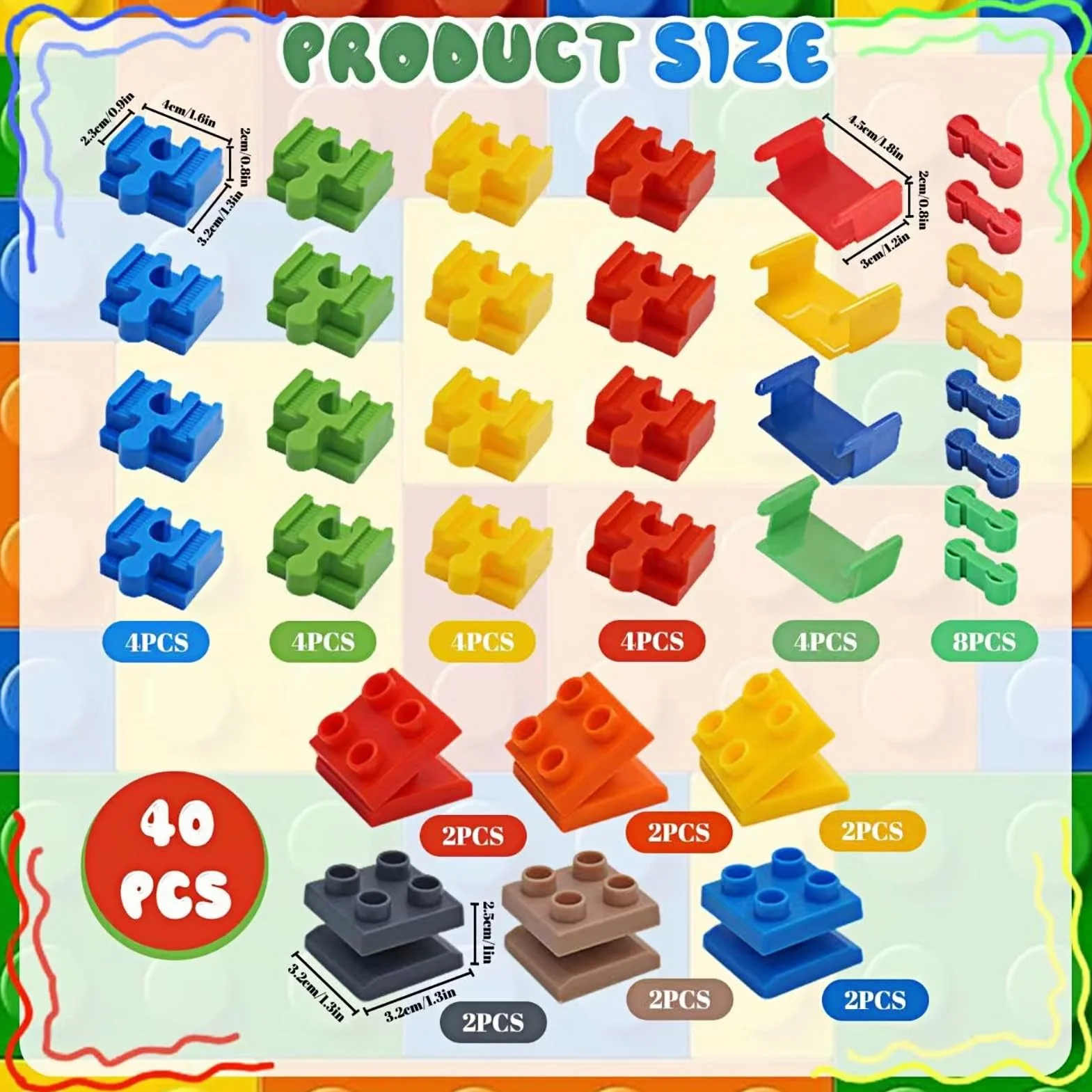 Shinybox 40 Piezas Conector de Pista de Juguete de Madera, Conectores de Carril de Plástico, Hacer Vías Tren Madera Juguete para Niños