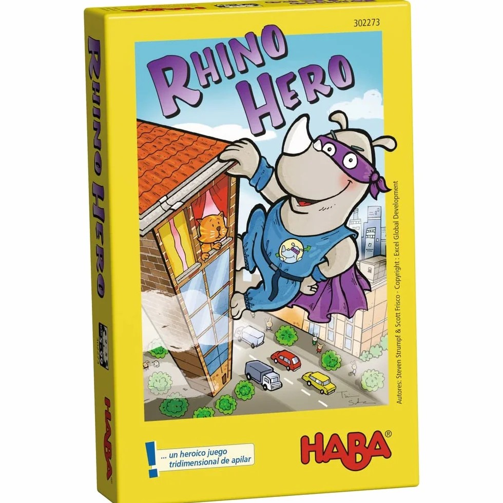 HABA 302273 - Rhino Hero, Juego Infantil de Mesa de Habilidad. Más 5 años