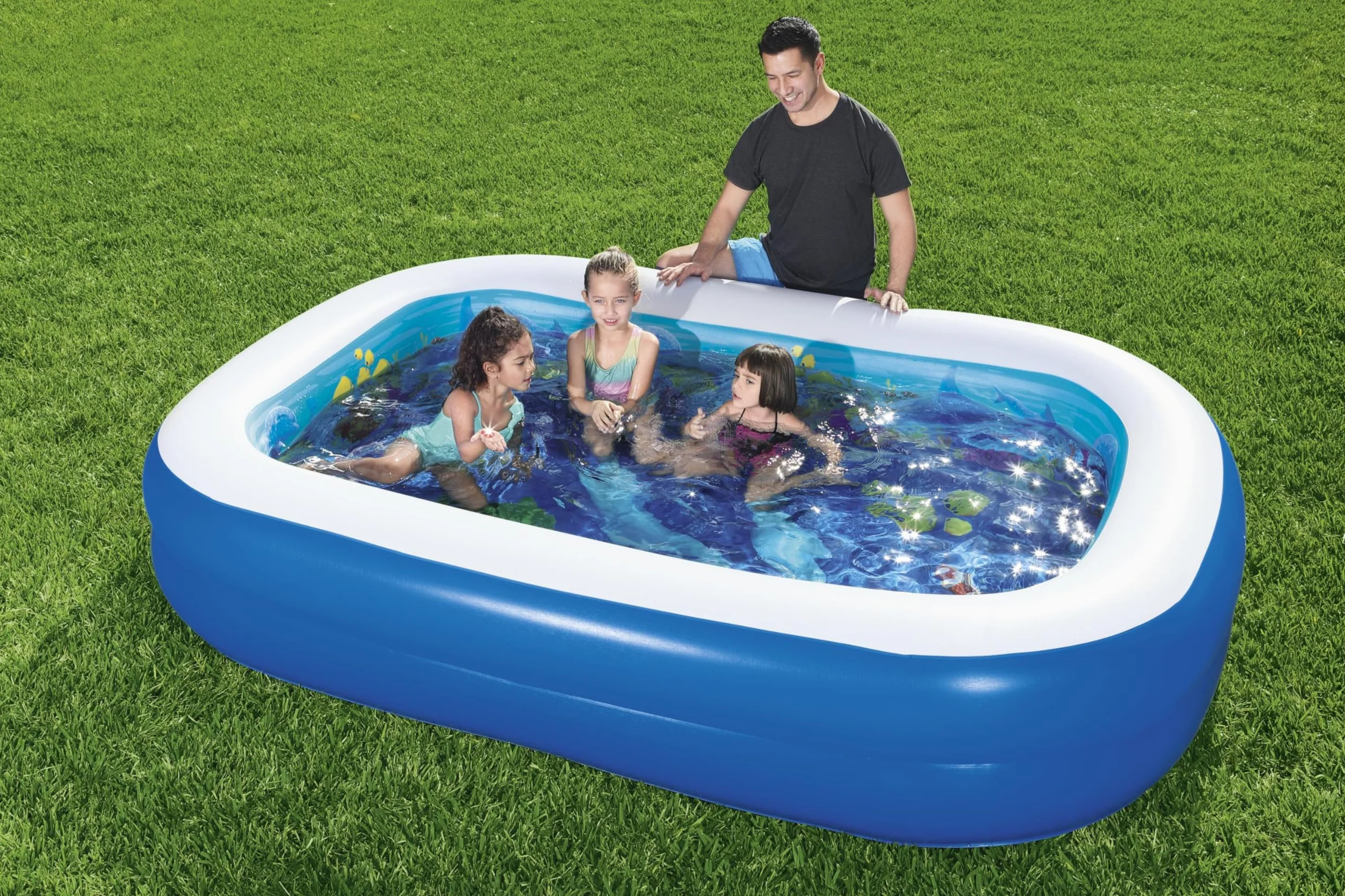Bestway 54177 - Piscina Hinchable Infantil 2 Gafas 3D y Tesoro Undersea Adventure 262x175x51 cm