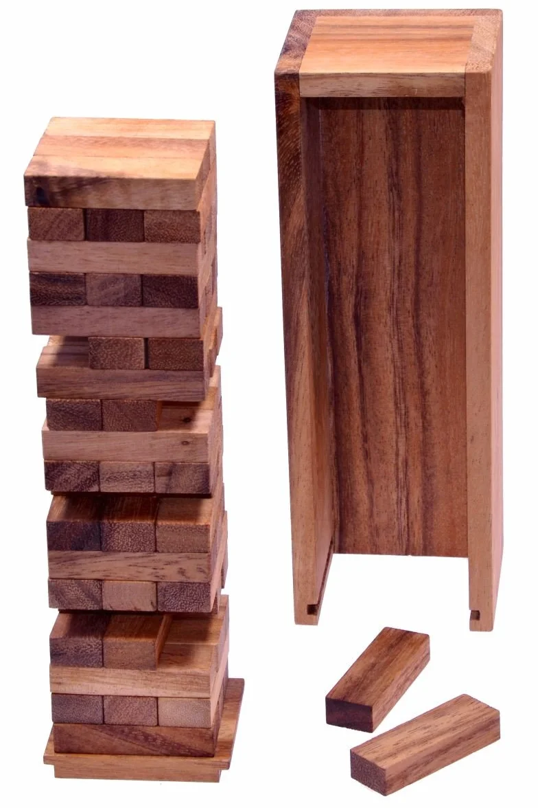 LOGOPLAY Torre tambaleante tamaño. S - 23 cm de Altura - Condo - Torre de Madera - Juego de Habilidad - Juego de Tablero de Madera Marrón