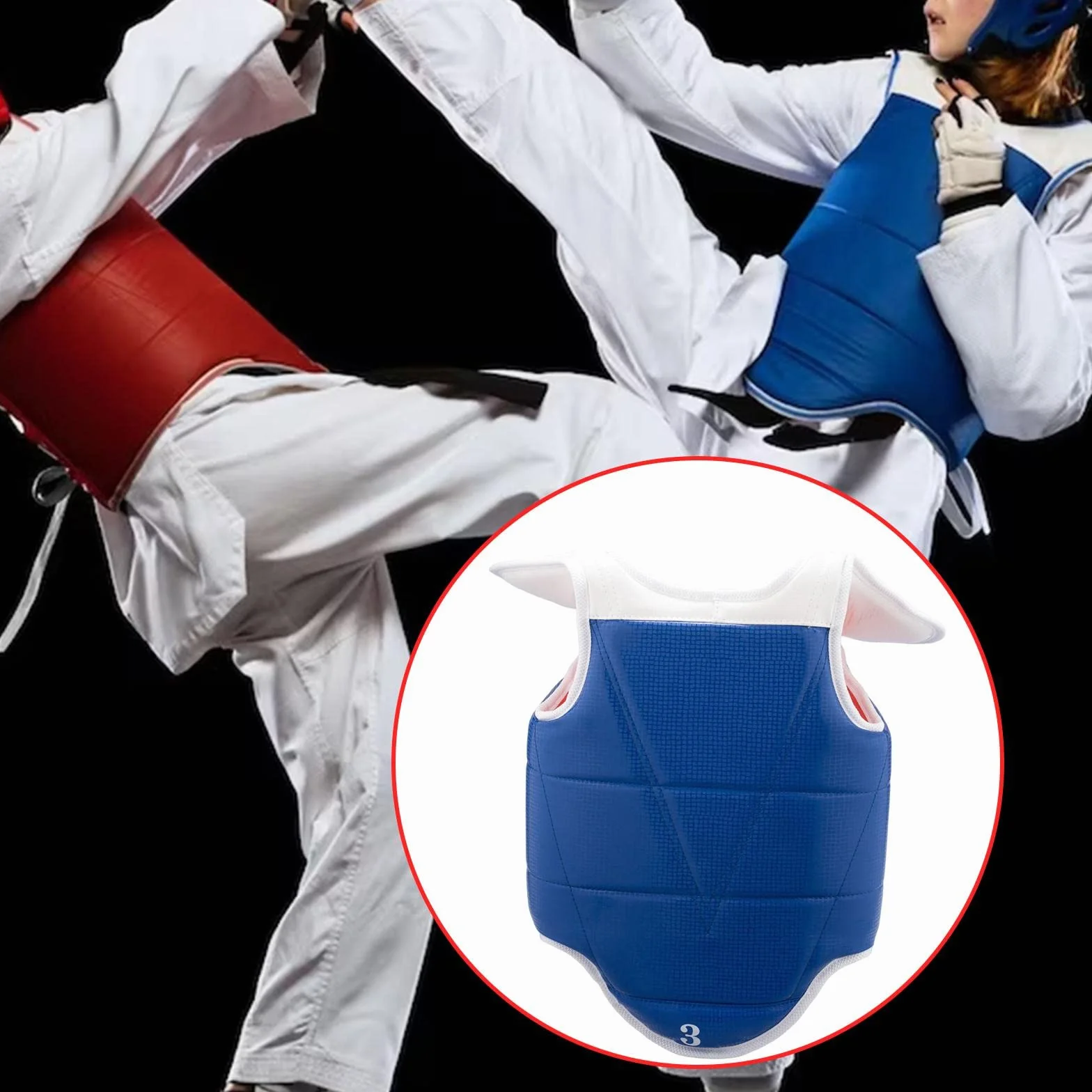 Chaleco Protector Reversible de Taekwondo, Protector de Pecho Ajustable para Mujeres, Hombres, Niños