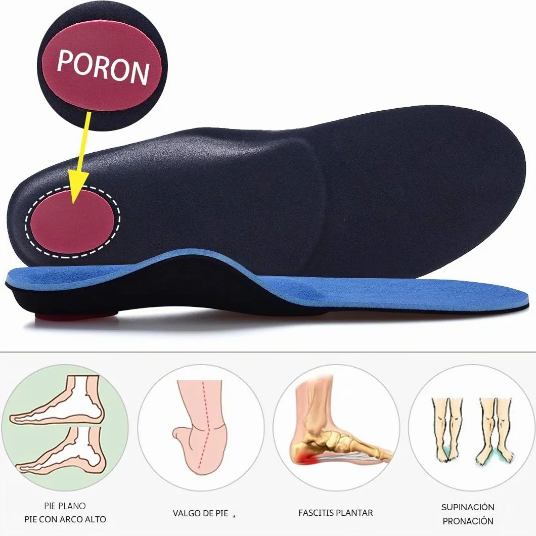 VALSOLE Plantillas Ortopédicas soportes de arco y talones la absorción de choque- para el dolor de talón, pie plano, Fascitis Plantar, dolor de rodilla y espalda