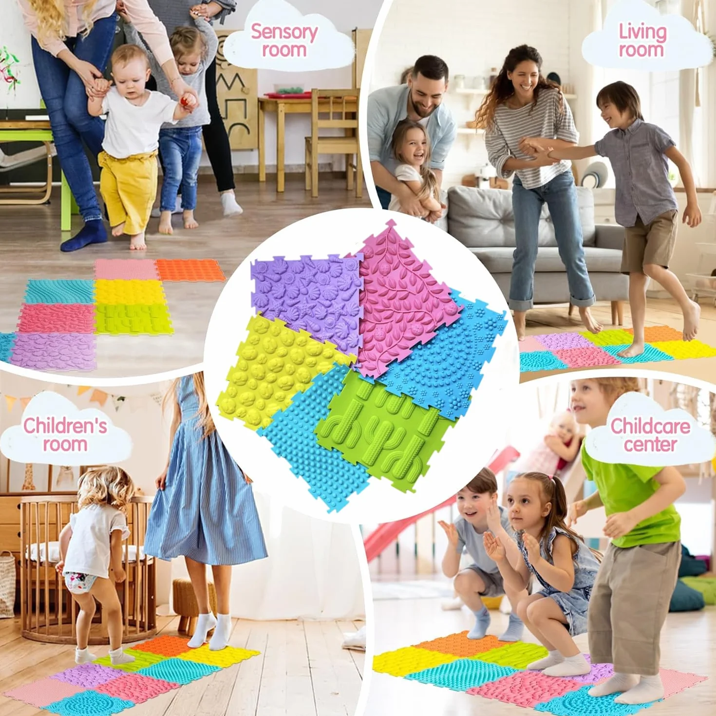 Tapete de Juego Ortopédico de Rompecabezas de Masaje, Entrenamiento Sensorial Texturizado para Niños y Adultos