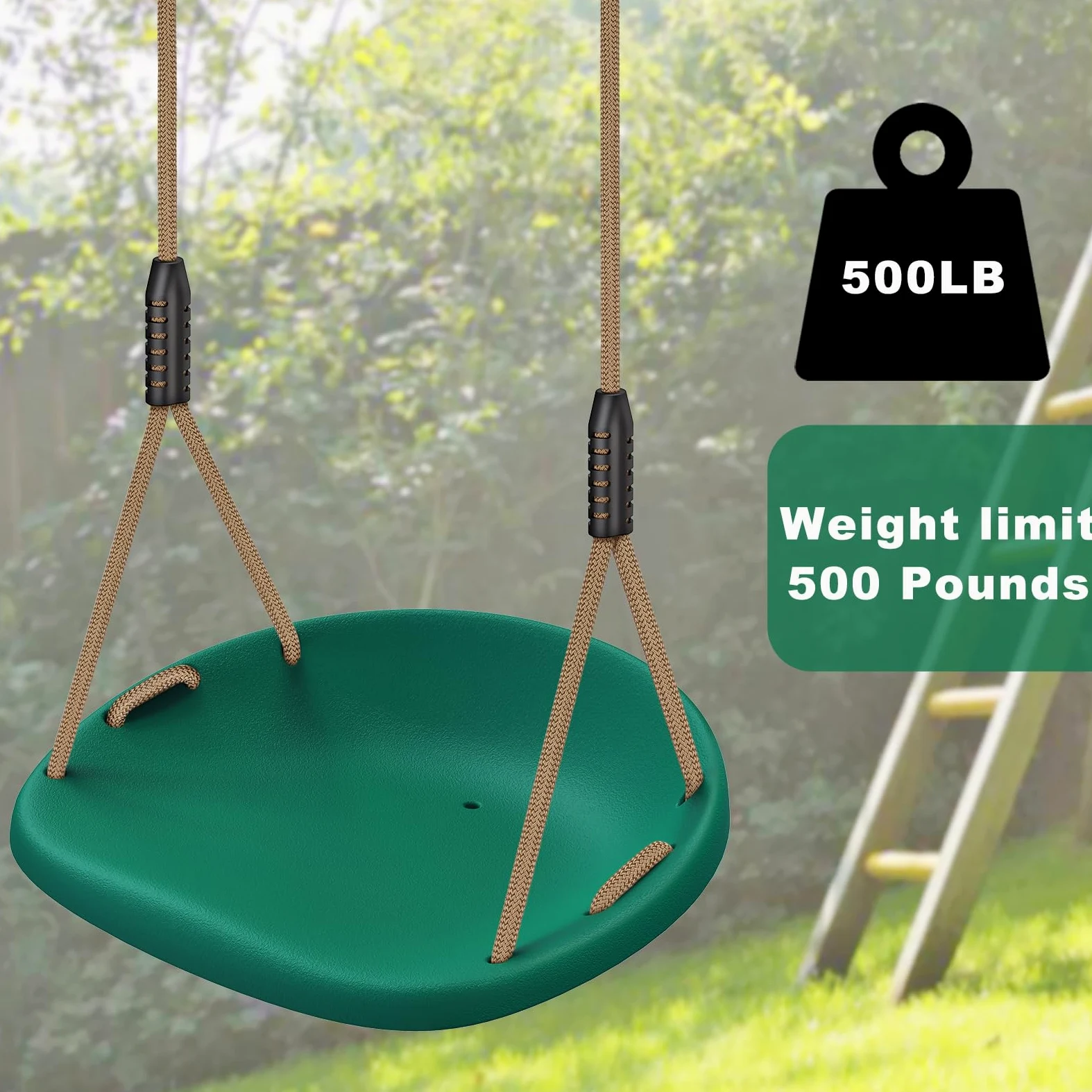 SELEWARE Asiento de columpio de plástico, reemplazo de columpio de árbol antideslizante con cuerda ajustable y 2 mosquetones, juego de columpio de patio de recreo resistente para adultos y niños, para