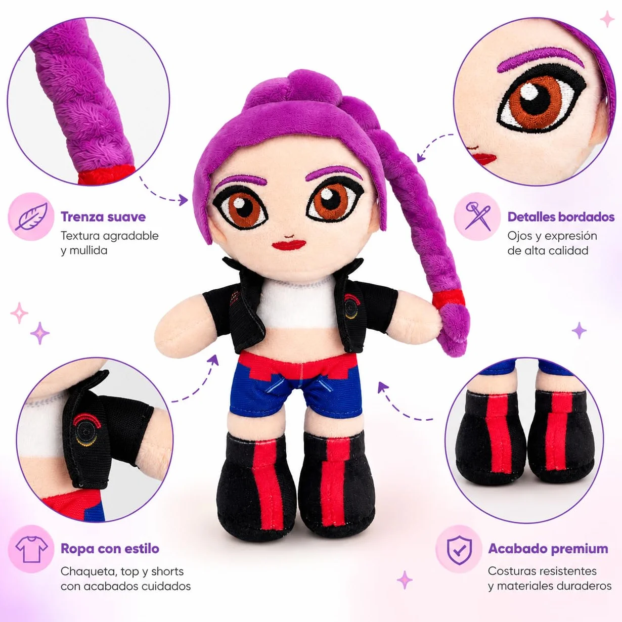 Peluche K-Pop Music 20 cm Lila, Muñeca de Tela Suave, Poliéster, Regalo Fans Música Coreana