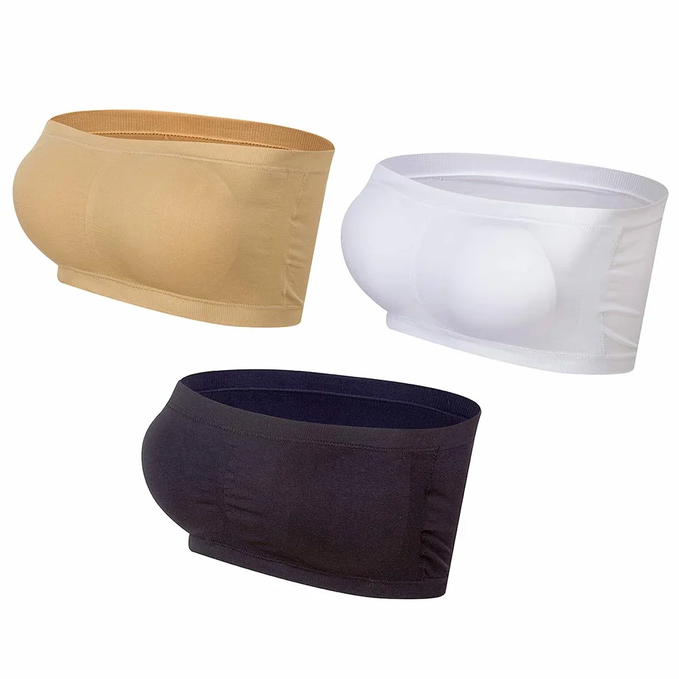 Lemef Sujetador sin Tirantes sin Costuras Bandeau Elástica con Rellenos Extraíbles para Mujer
