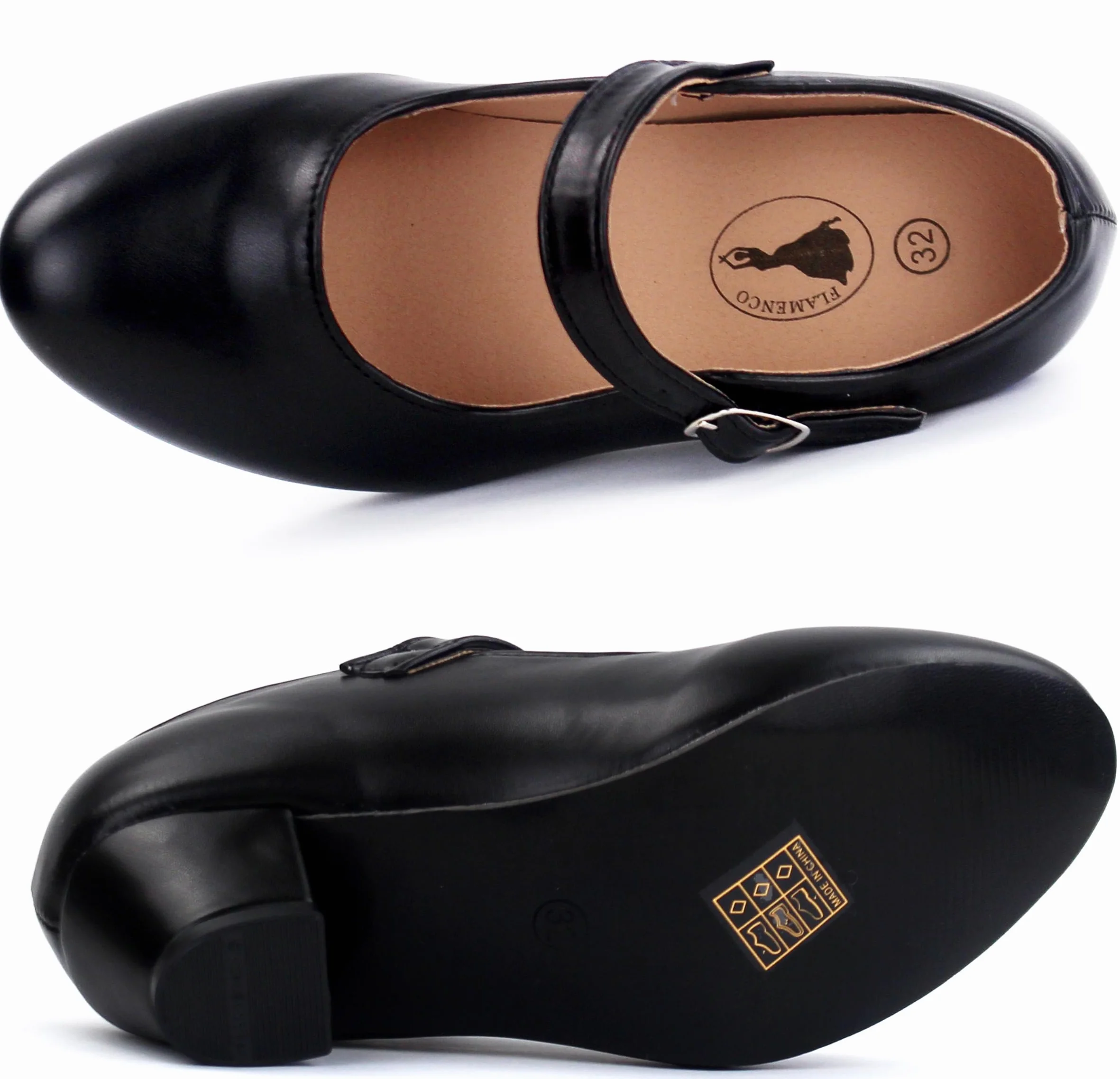 Zapatos Flamenco para Niña de Danza, Calzado de Baile Sevillana, Tacones con Cuña Cómodos