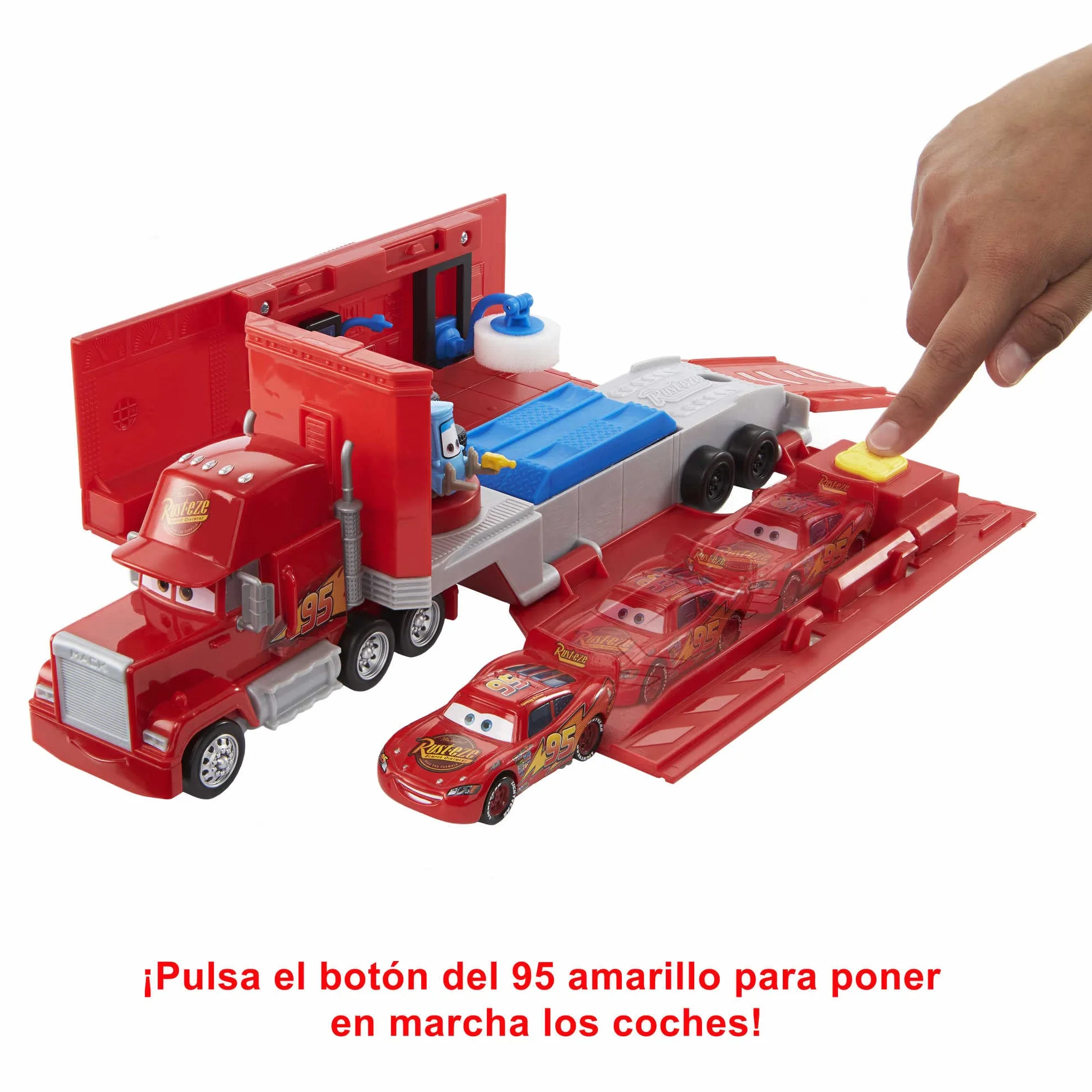 Mattel Cars Camión Mack convertible Pista para coches de juguete con lanzadores, regalo para niños +3 años (HDC75)