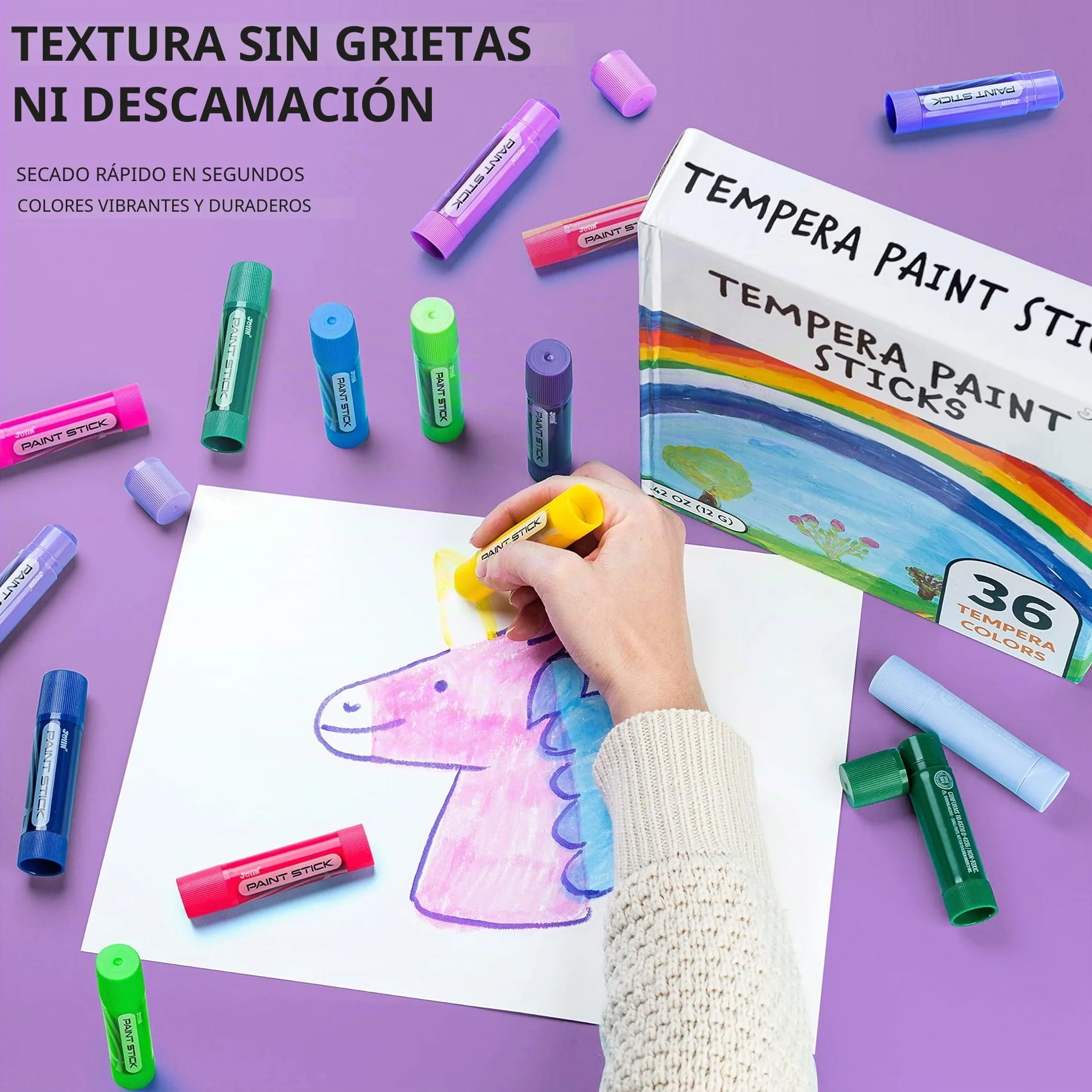 JOYIN 36 Temperas Lavables en Stick, Pintura para Niños 3 Años, Vistoso Tempera Paint Stick, Regalos Creativos de Pintura para Niños