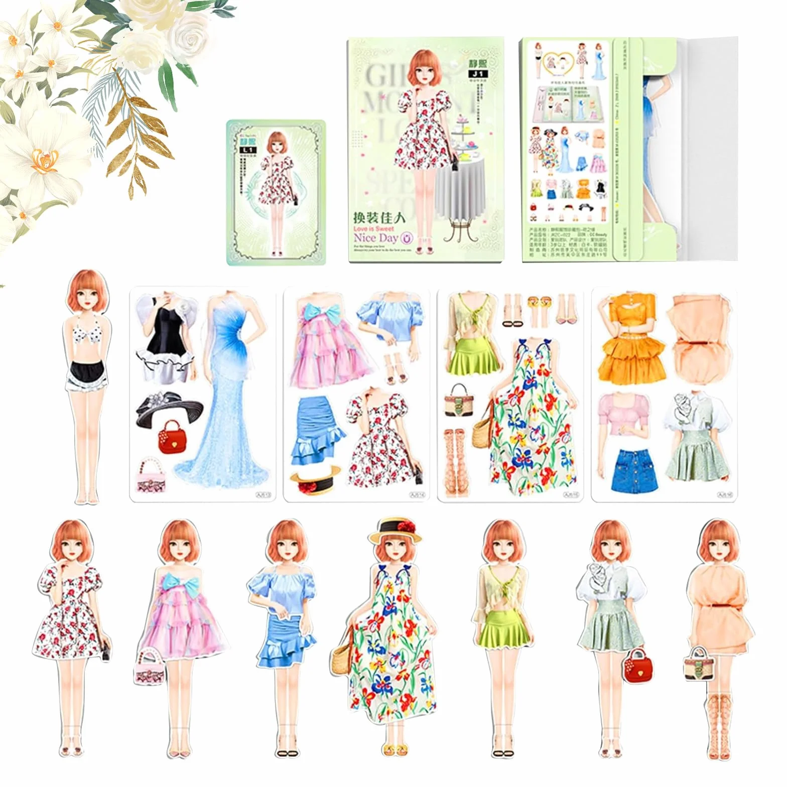 Papel magnético Princesa Vestir Muñeca Juego de rol Juguete Personas magnéticas Juego de Rompecabezas para niñas de 3 años Niños pequeños Aprendizaje Preescolar