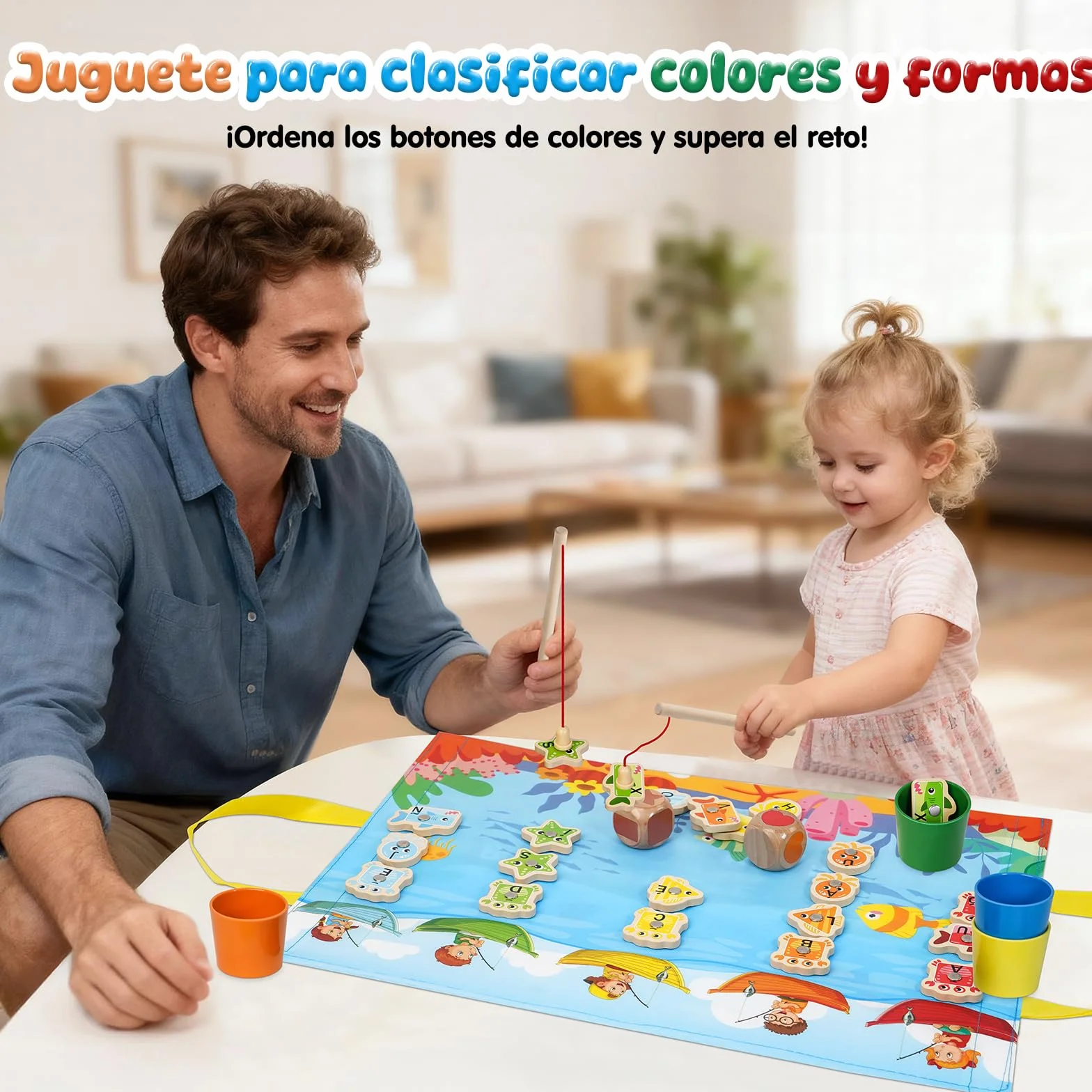 Juguetes Niños 2 3 4 Años, Juguetes Montessori 2-4 Años de Madera para Pescar en Español - Juegos Educativos Niños 2-4 Años, Regalos Cumpleaños Niños 2-5 Años