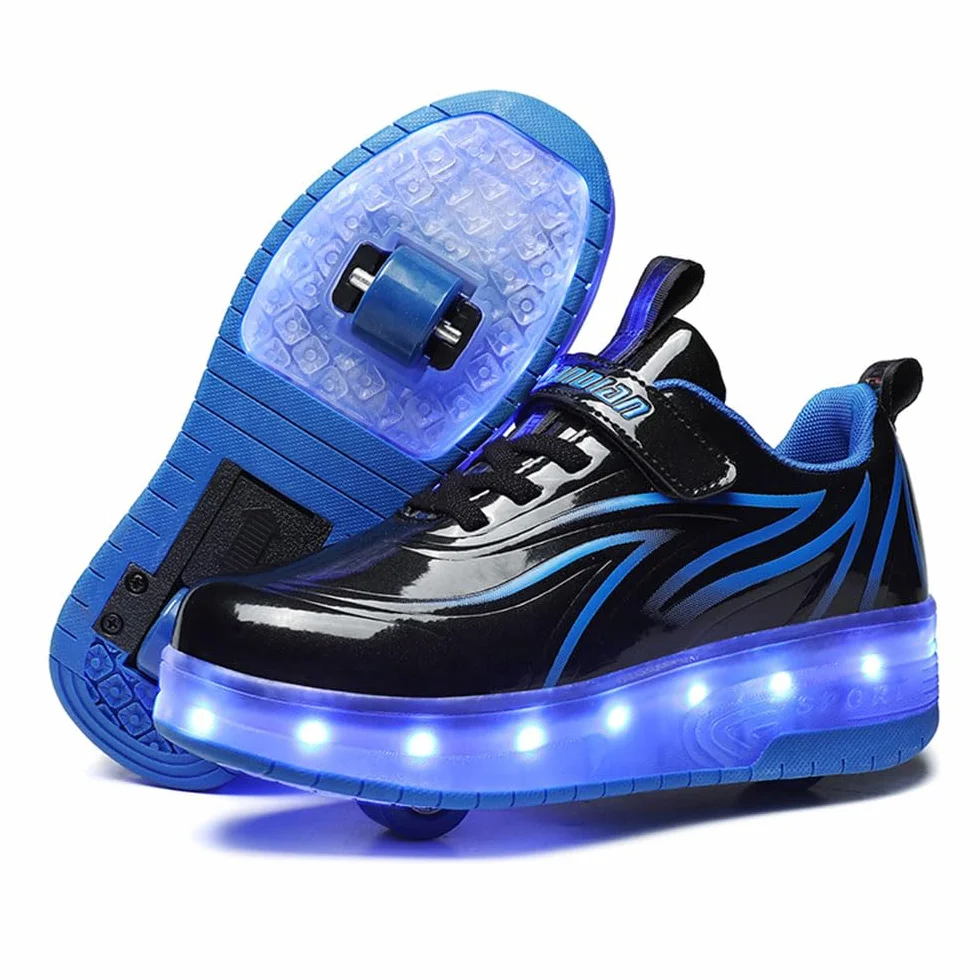 ENEN Zapatillas con Ruedas LED Recargables USB para Niños Patinaje 28-41 EU