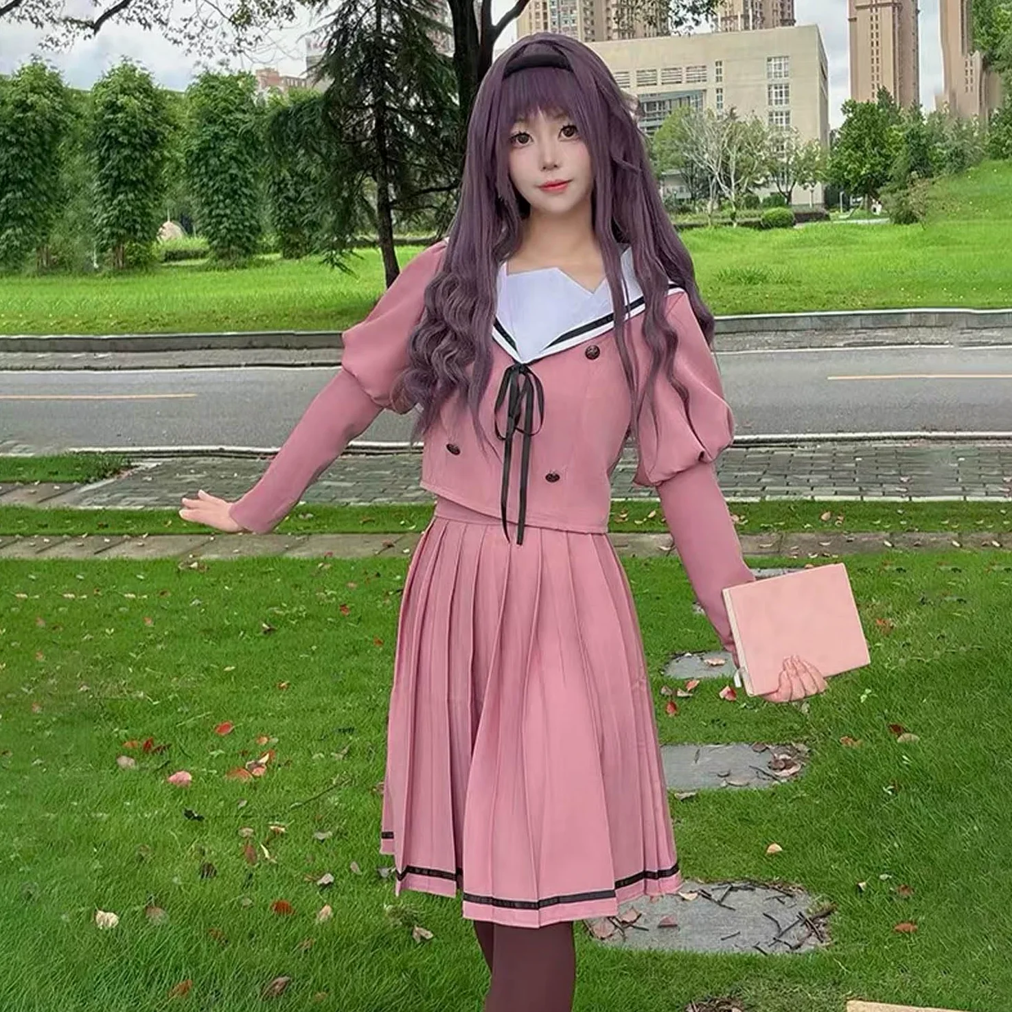 Anime The Fragrant Flower Blooms with Dignity Disfraz de cosplay Waguri Kaoruko Uniforme Conjunto Completo Halloween Carnaval Traje de Vestir con Peluca para Mujeres
