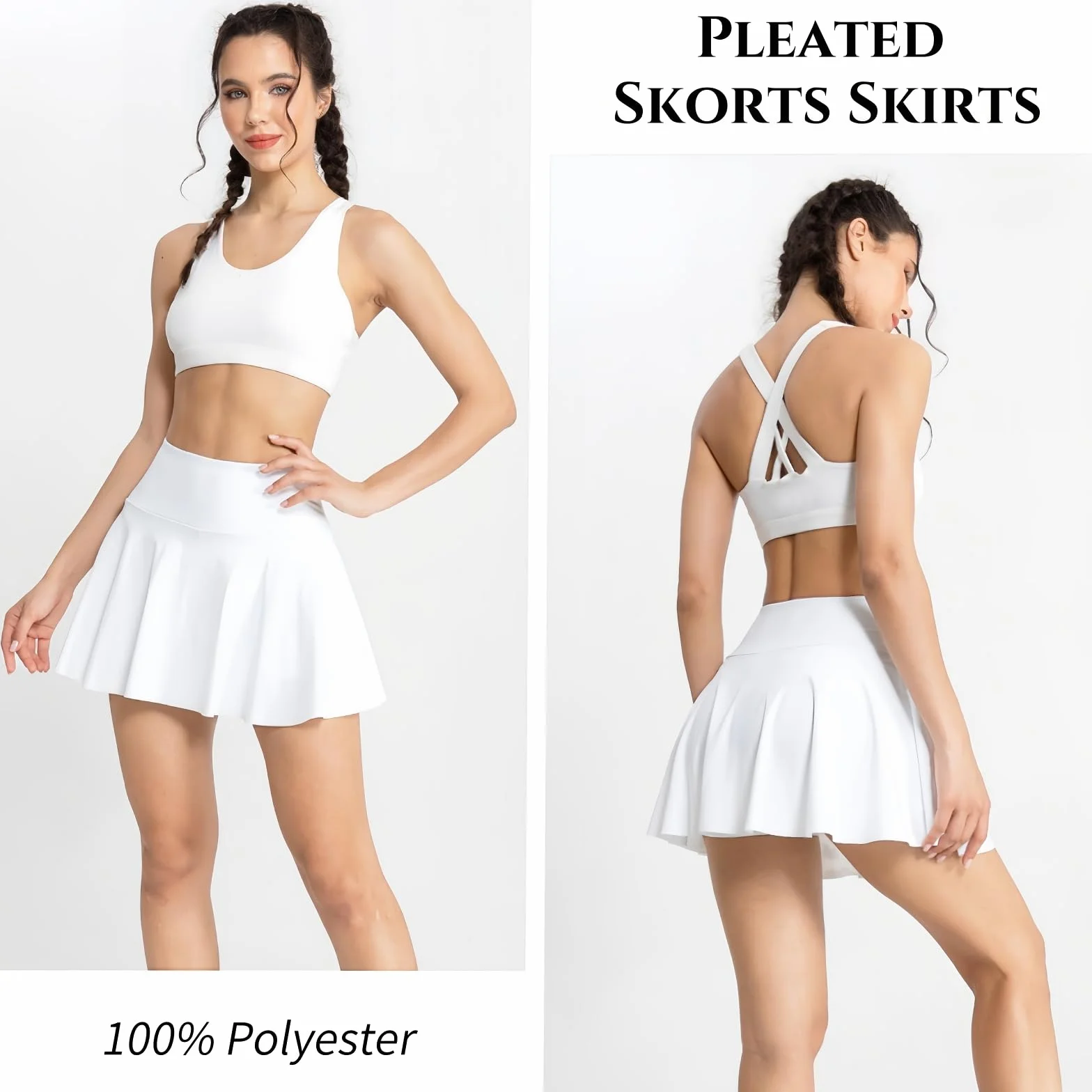 SamHeng Falda de Tenis para Mujer Plisada con Shorts y Bolsillos Skort