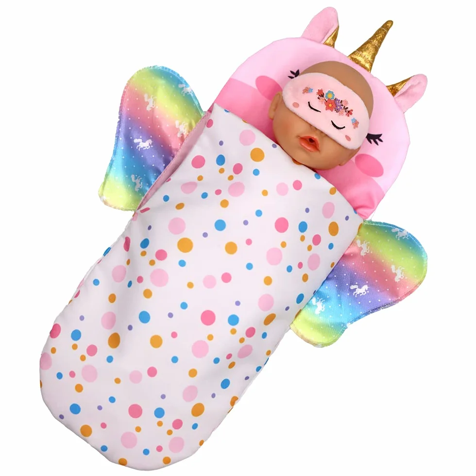 ZWOOS Saco de Dormir para Muñecas con Antifaz para Muñecas, Accesorios Suaves para Muñecas de 25-38 cm