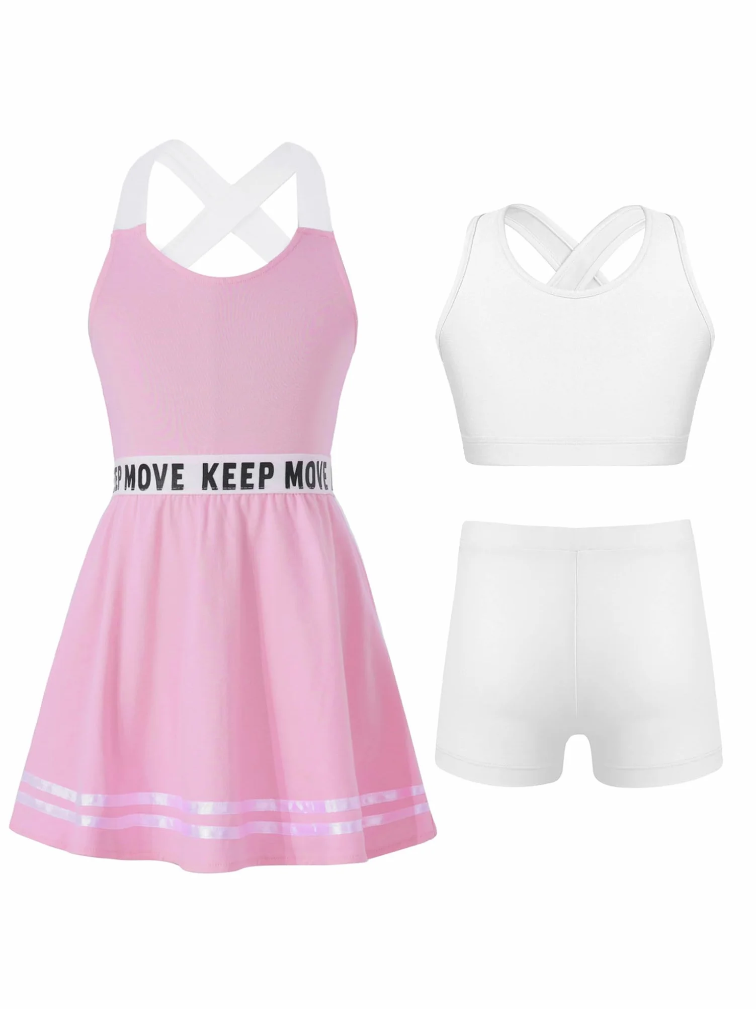 Traje de tenis para niña sin mangas vestido de golf top pantalones cortos entrenamiento juego ropa deportiva