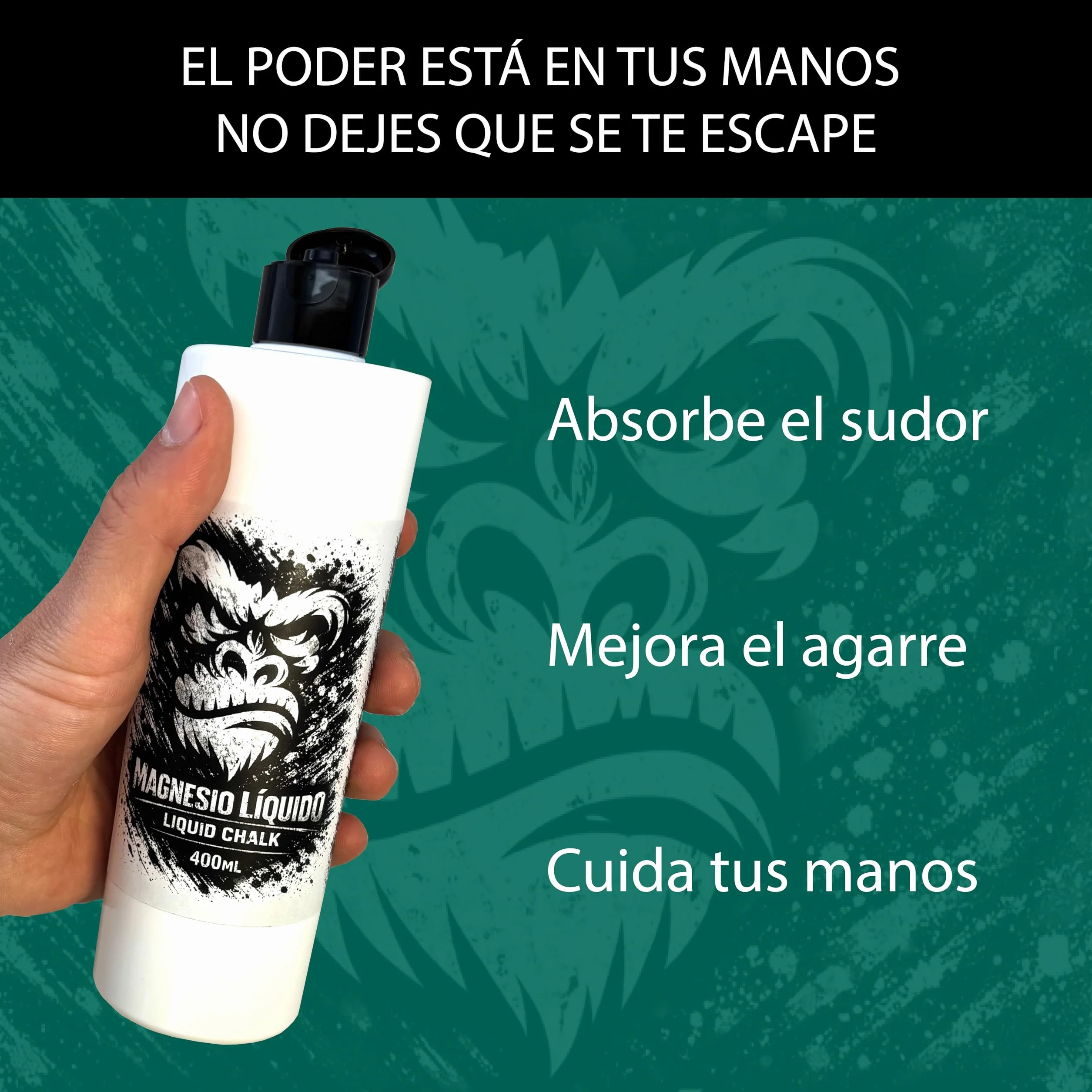 Magnesio Líquido 400mL para Escalada, Crossfit, Gimnasio, Agarre y Cuidado de Manos con Aloe Vera y Menta
