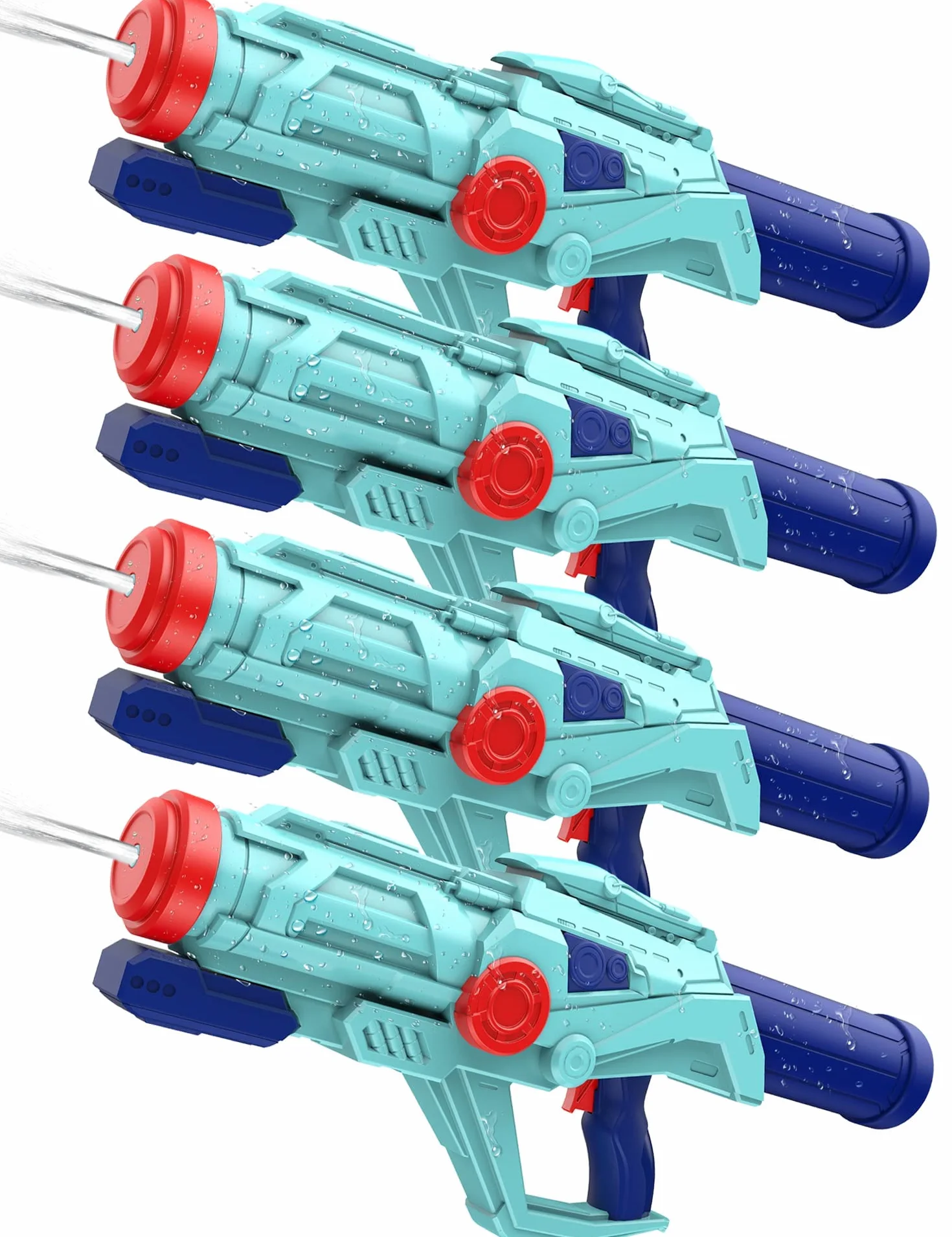 Rifles de Agua Grandes 22" para Niños y Adultos – 4 PCS Water Soaker Guns con Depósito de 750ML – Potente Alcance de hasta 8-10M – Divertido Juego de Verano para Exterior, Piscina y Playa