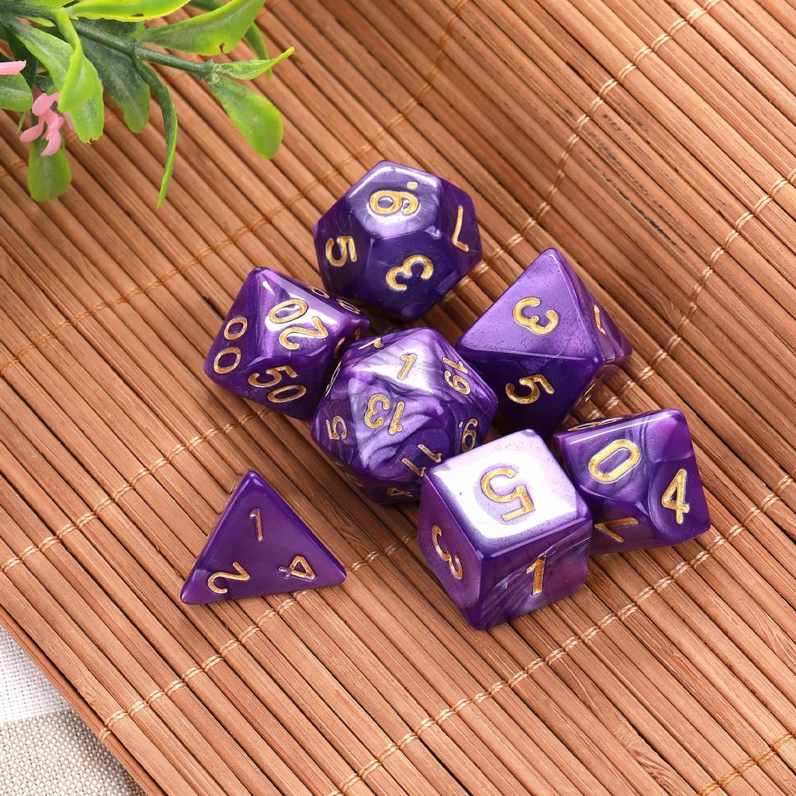 DND - Juego de dados para Dungeon and Dragons, 7 piezas de dados poliédricos de nebulosa morada, juegos de rol, juegos de mesa D&D D20 D12 D10 D8 D6 D4