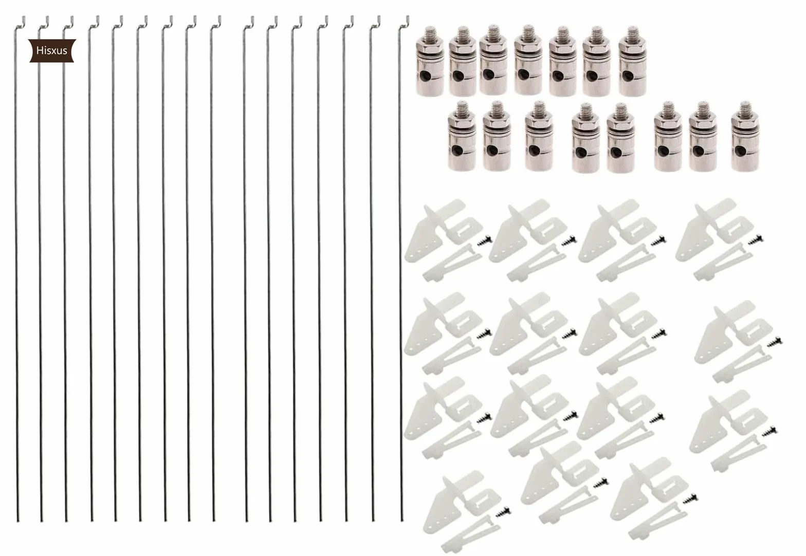 15 tapones de enlace ajustables de 1,3 mm + 15 bocinas de control de nailon de 21 x 10 mm + 15 varillas de empuje Z de 1,2 x 210 mm compatibles con reemplazo de avión RC (15 piezas)