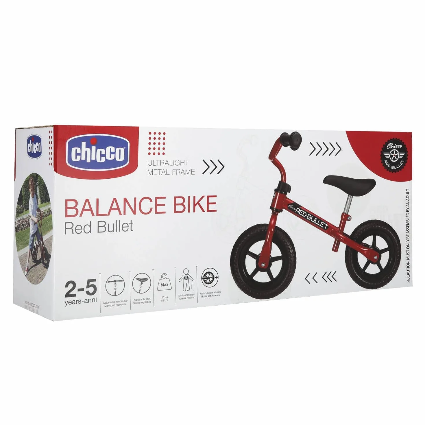 Chicco Bicicleta Niño 2 años, Bicicleta Sin Pedales, 2-5 Años, hasta 25 kg, Bici Sin Pedales, para Aprender a Mantener el Equilibrio, Manillar y Sillín Ajustables, Juguetes, Regalo Niño 2 años, Rojo