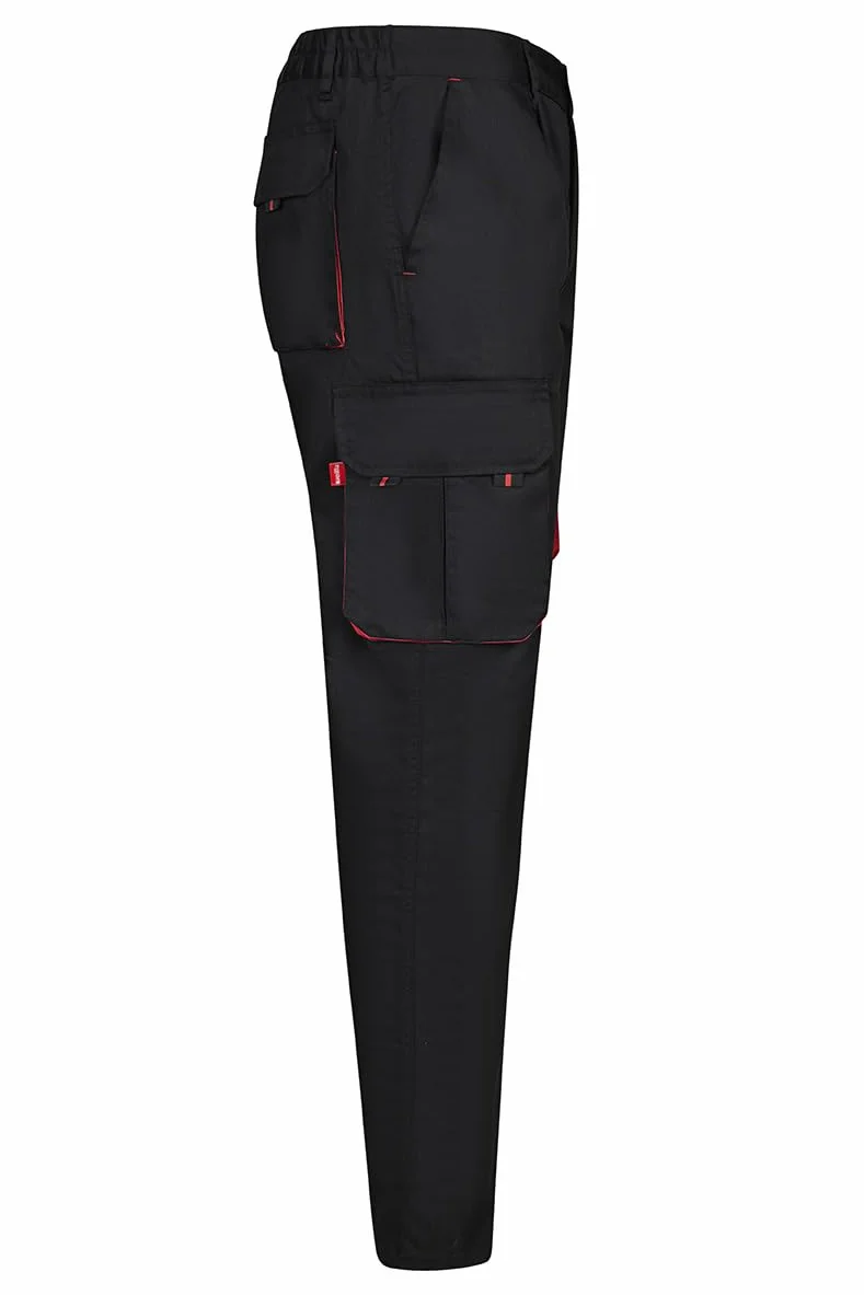VELILLA 103004 Pantalón Bicolor Multibolsillos Negro Rojo Talla 44