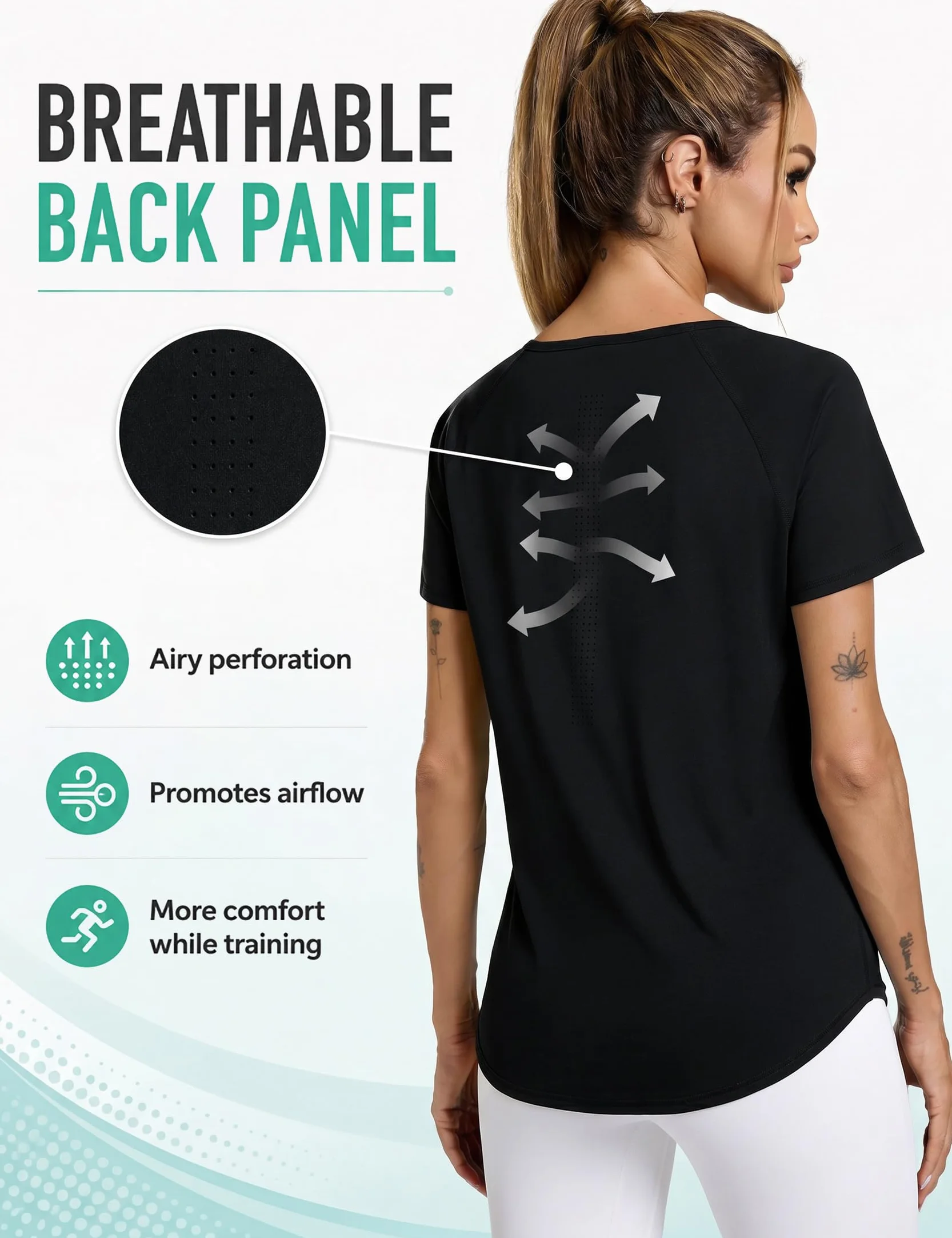 Camiseta Deportiva Manga Corta Mujer Cuello en V Fitness Yoga Top Transpirable Secado Rápido Ropa Entrenamiento S-3XL