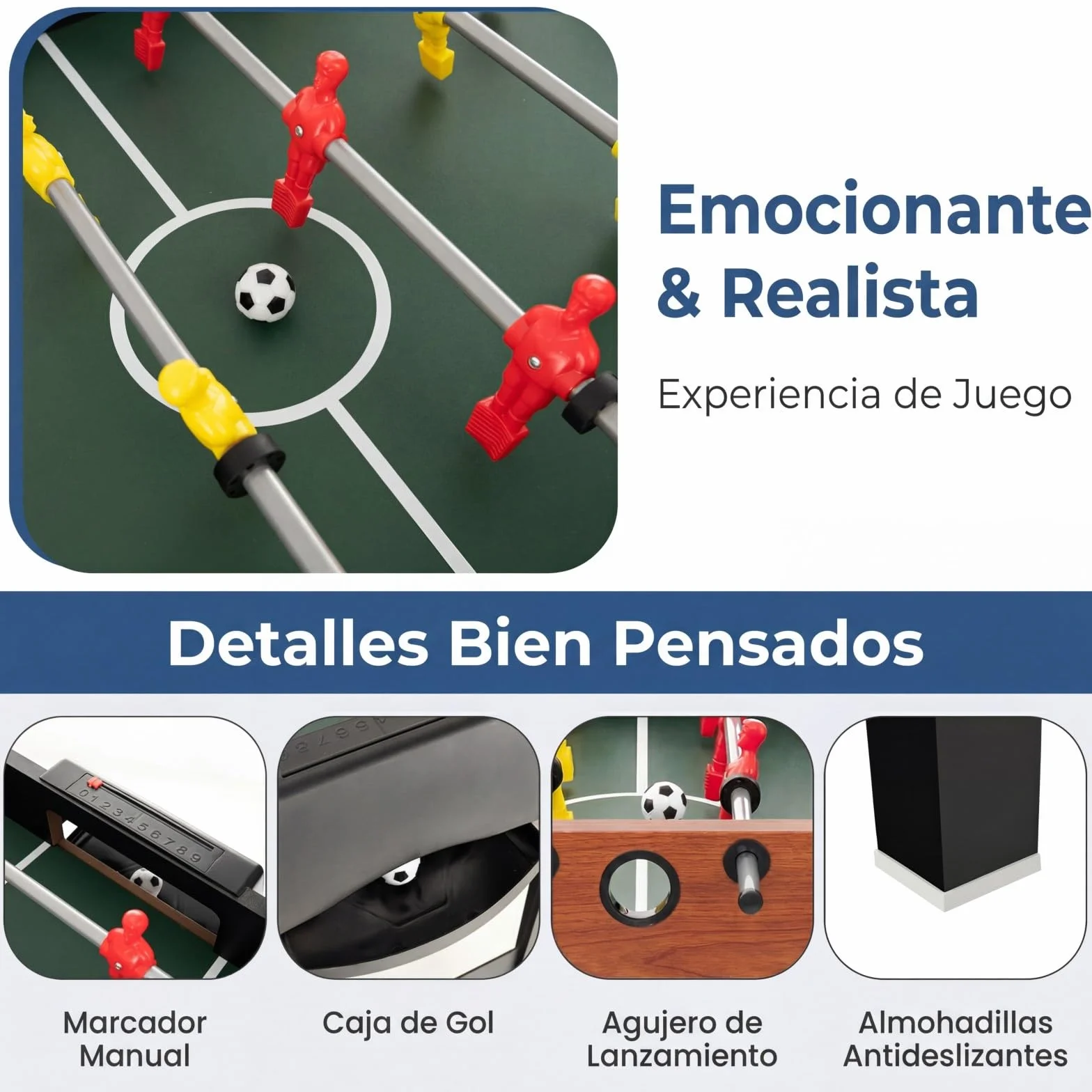 COSTWAY Futbolin, Billar, Hockey, Mesa de Tenis, 4 en 1 Mesa de Multijuegos con Patas y Accesorios, Futbolines para Niños y Adultos para Sala de Juegos, Bares, 125 x 97 x 83 cm