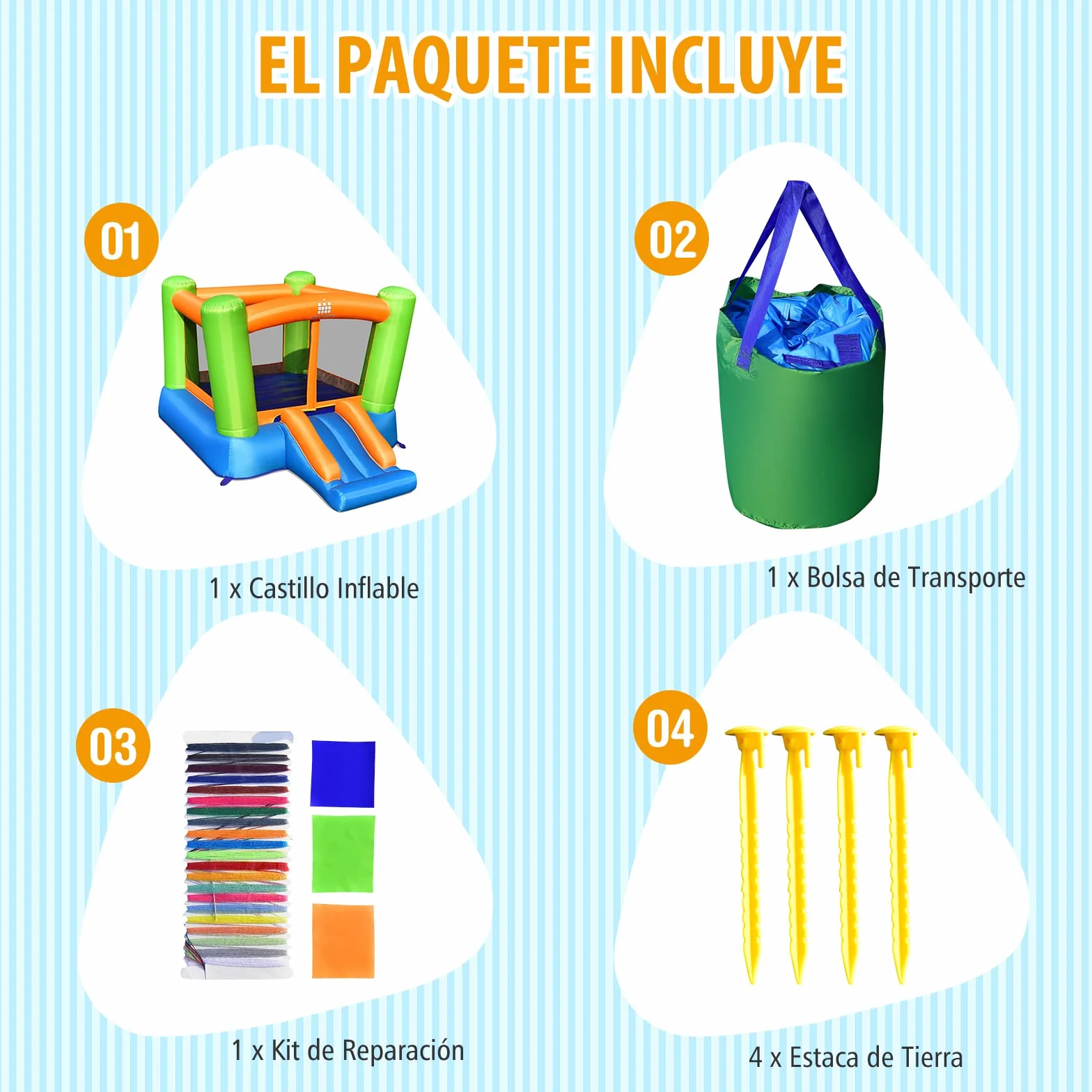 COSTWAY Castillo Hinchable, 2 en 1 Castillo Hinchable para Niños 3 a 10 años, 250 x 195 x 143 cm, Insuflavel Crianças Interior Exterior (sin Solplador)