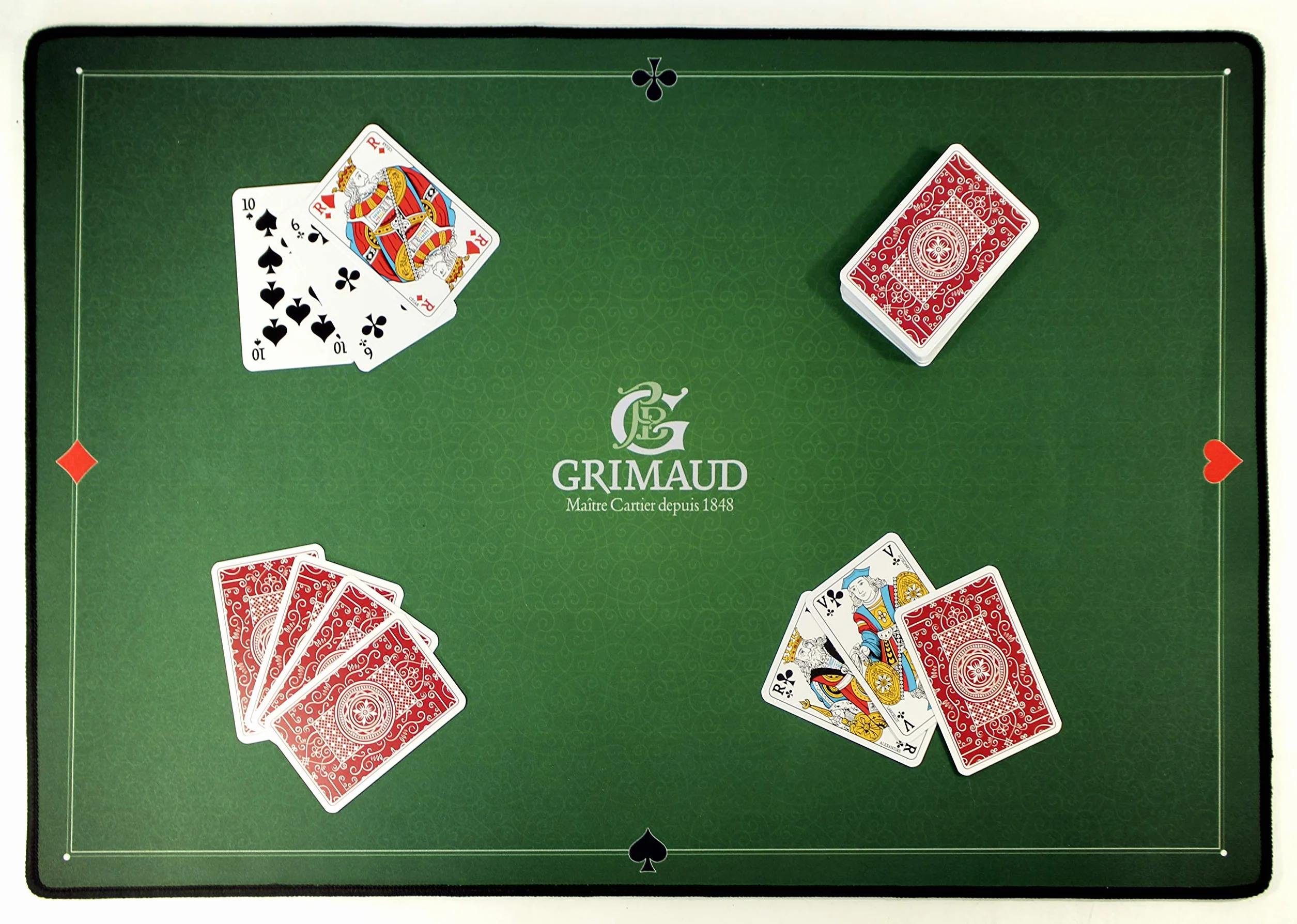 La Ducale - Alfombra de Cartas de Neopreno de 40 x 60 cm - Verde - Antideslizante - Belote/Póker/Tarot/Coinche
