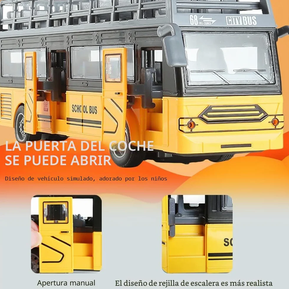 Autobús de control remoto, autobús RC 1/30 4CH con música ligera, puerta apertura, autobús juguete de interacción padre-hijo