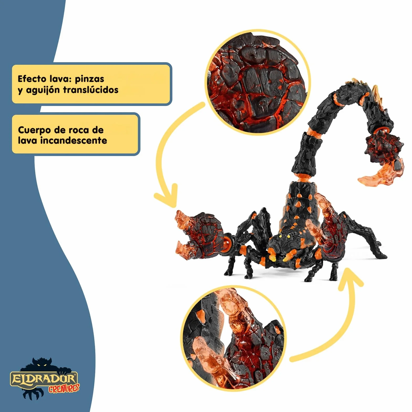 Schleich ELDRADOR Creatures | Escorpión de Lava 70142 | Figura Monstruo ELDRADOR Pinzas móviles y Cola venenosa | Regalo para niños y niñas | Desde 7 años | 21 x 14 x 14 cm