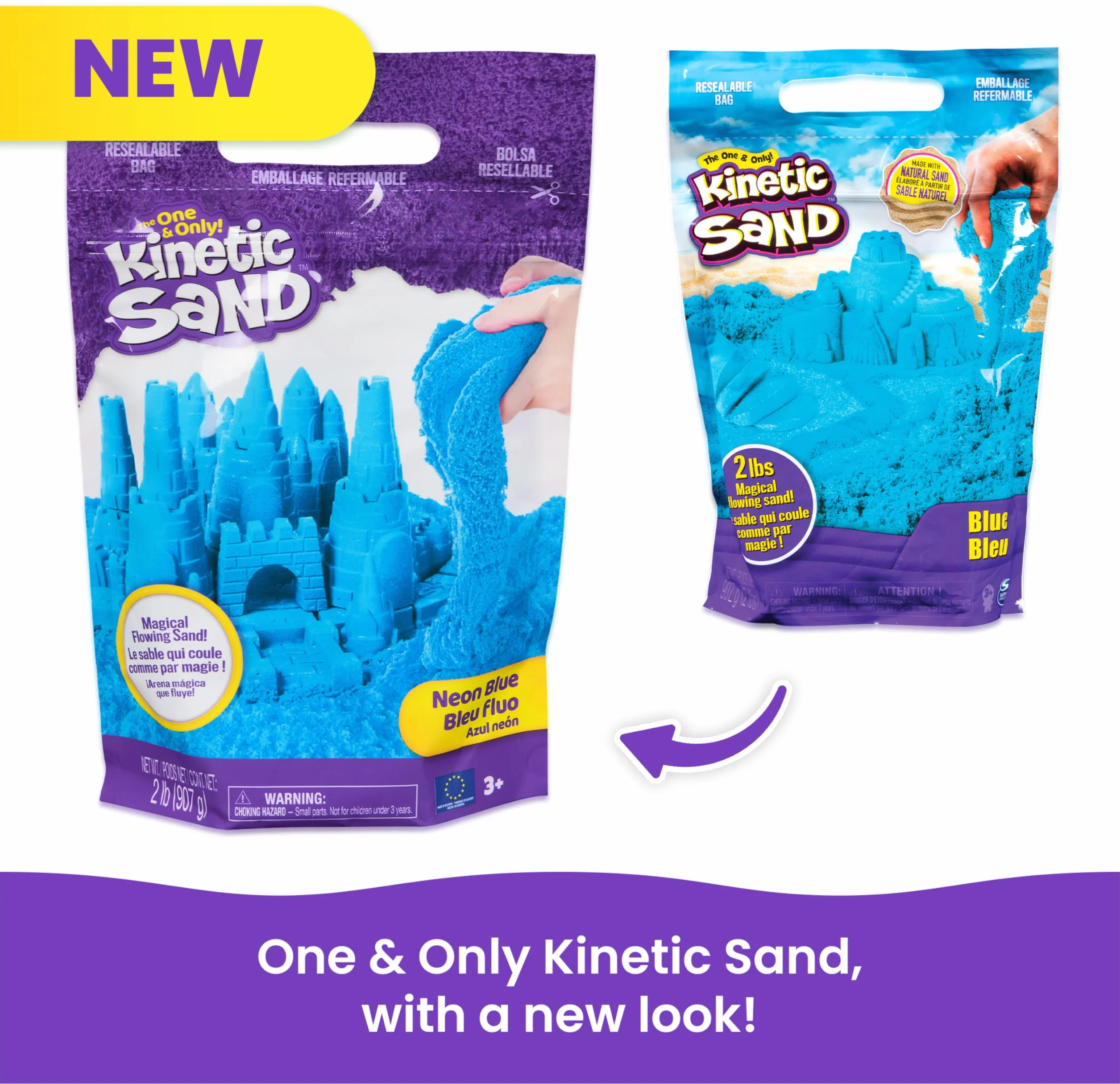 Kinetic Sand - 907 g de Arena Mágica Azul para Mezclar, Moldear y Crear - Kit Manualidades Niños - Juguetes Niños 3 Años + - Arena Kinetica