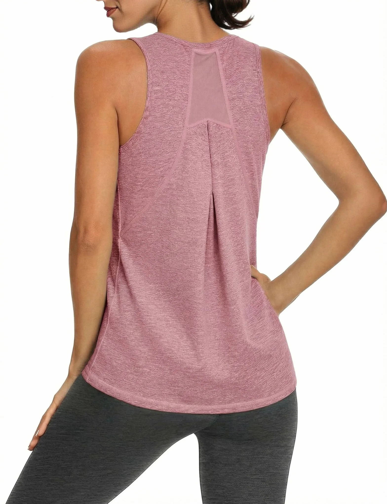 Camiseta Sin Mangas de Fitness para Mujer Chaleco Deportivo con Espalda de Malla Top Deportivo para Yoga y Correr