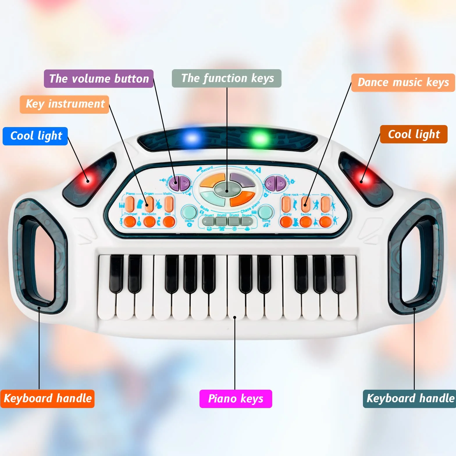 Teclado de juguete de piano para niños pequeños, juguetes multifuncionales para niños, regalos de cumpleaños para niños y niñas de 1 a 6 años