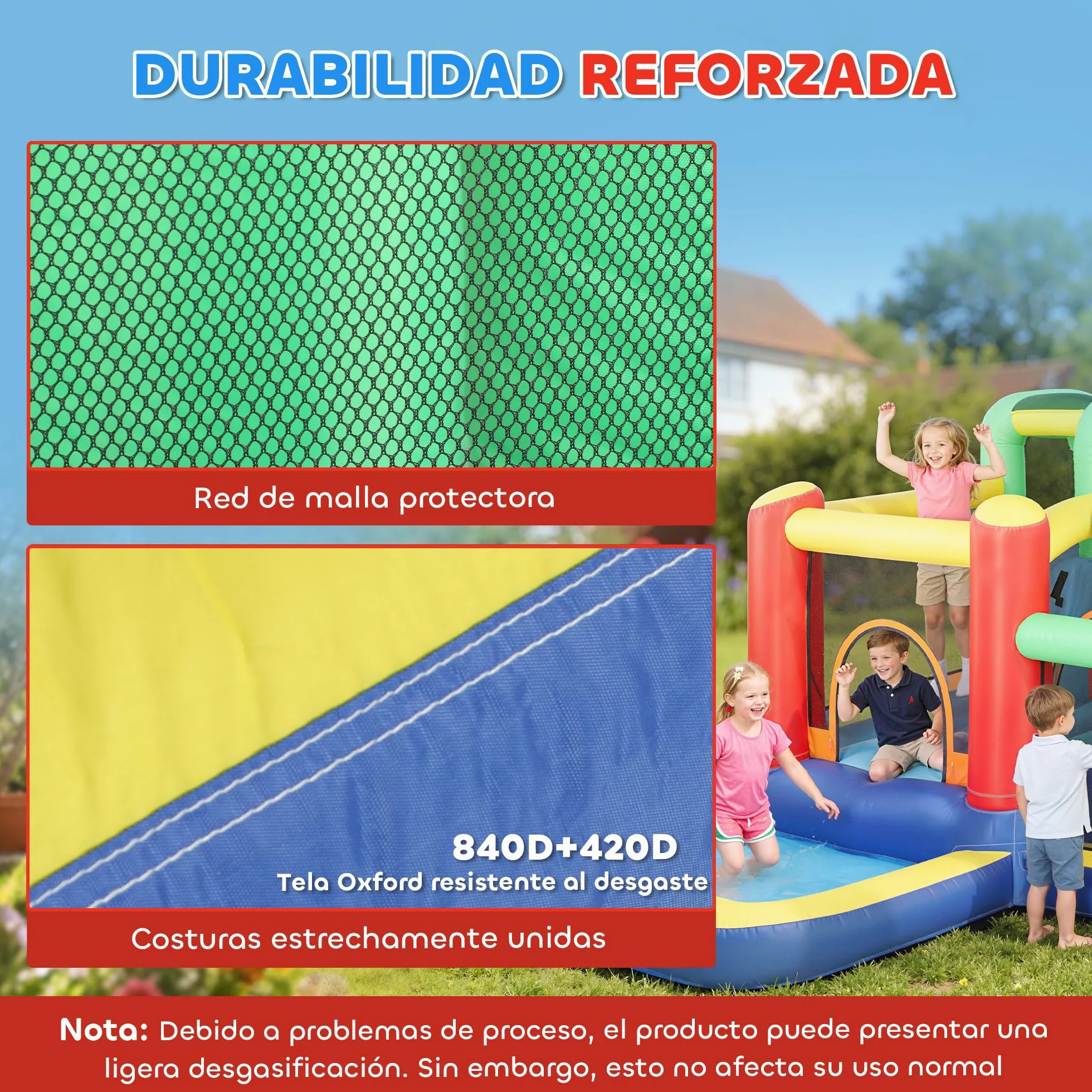 AIYAPLAY Castillo Hinchable Acuático con Soplador 550W 9 en 1 Castillo Hinchable Niños con Tobogán Zona de Salto Escalada 2 Piscinas Canasta Columna de Boxeo Dardos Exterior Interior 330x290x185 cm