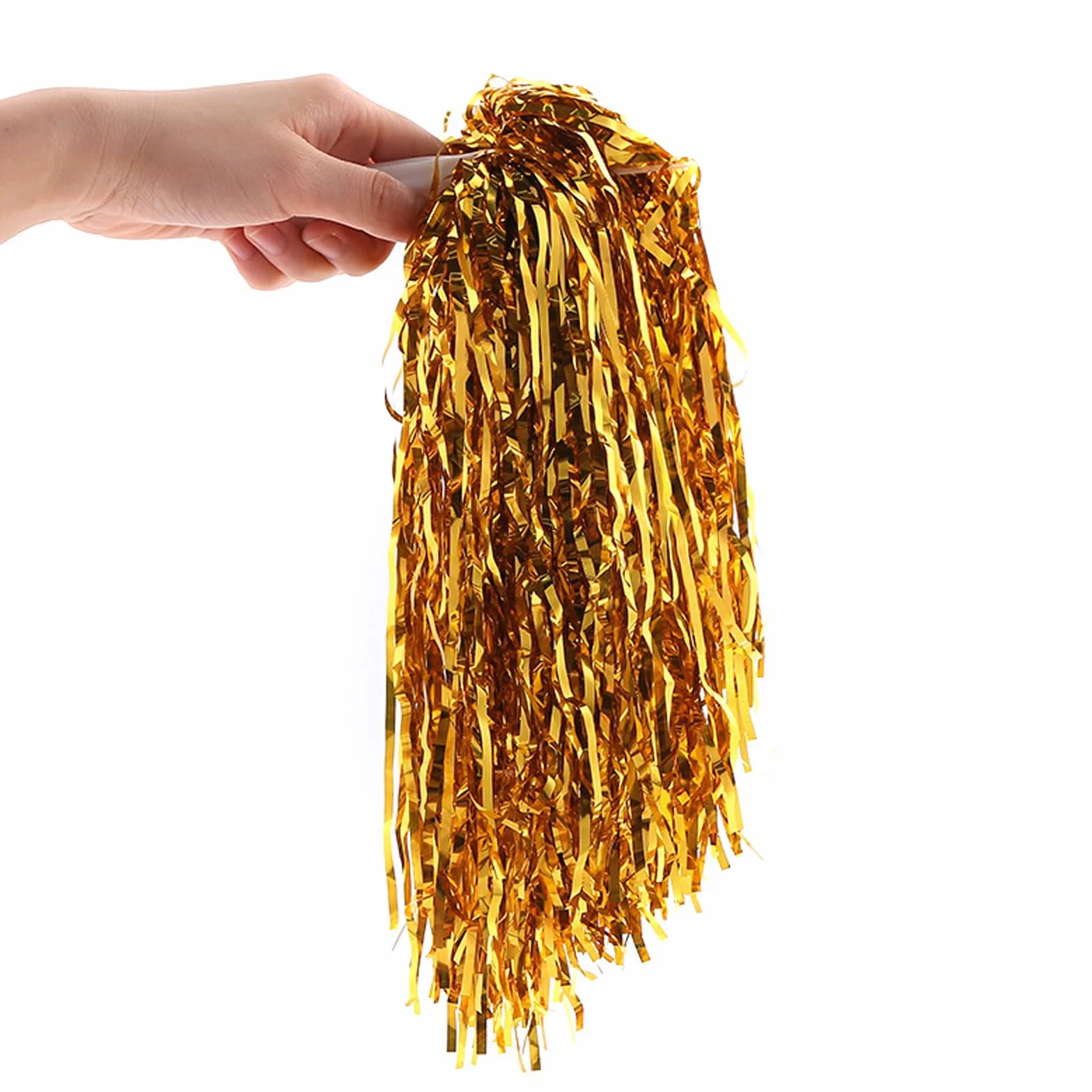 Pompones de Animadora 12 Piezas Cheerleader Poms Metálicos con Mango para Competición Deportiva
