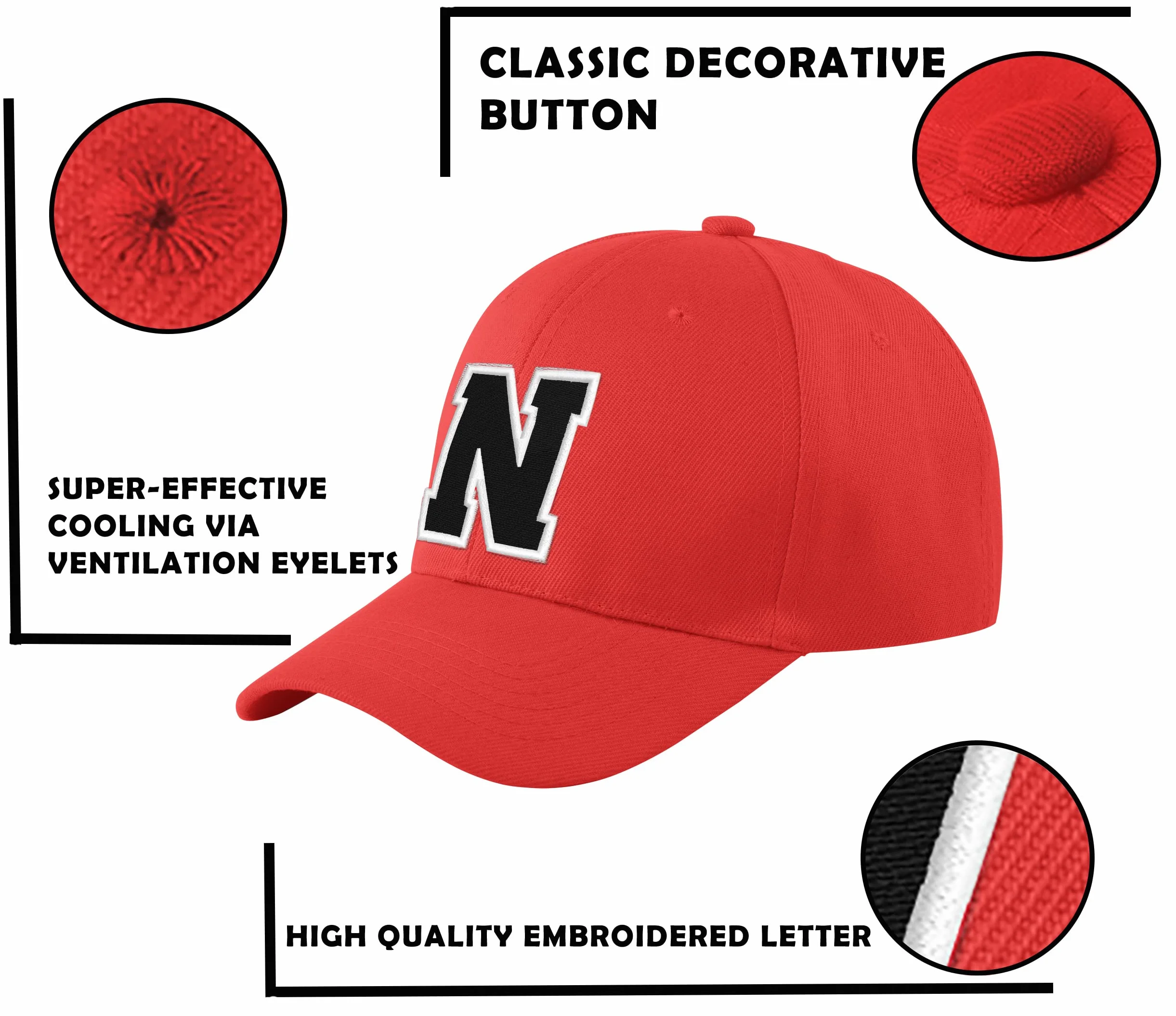Gorra de béisbol infantil letras roja multicolor M Regular
