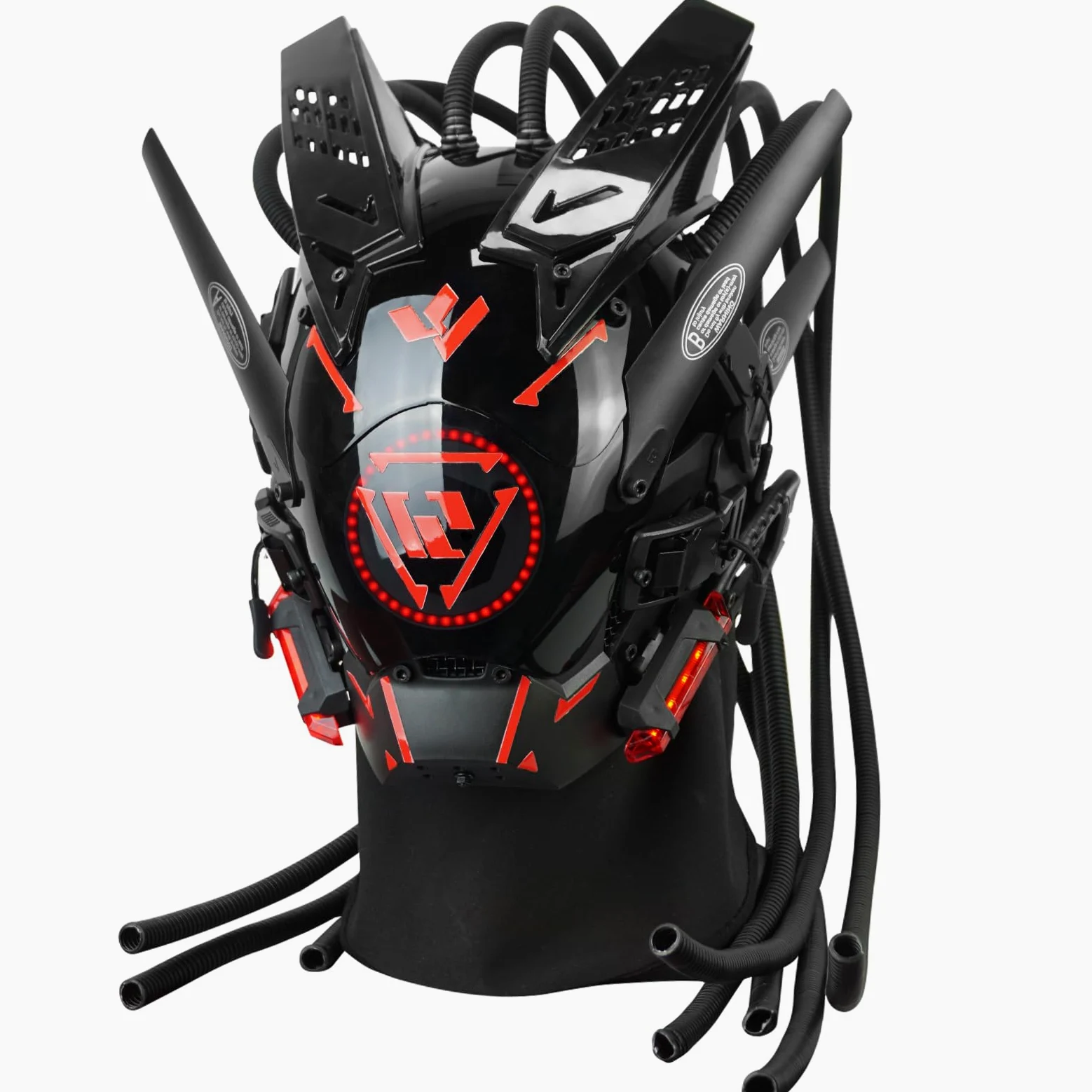 Marikito - Mascarilla LED punk para adultos, máscara ajustable con diseño de llamas - accesorio de disfraz futurista para Cosplay y Halloween
