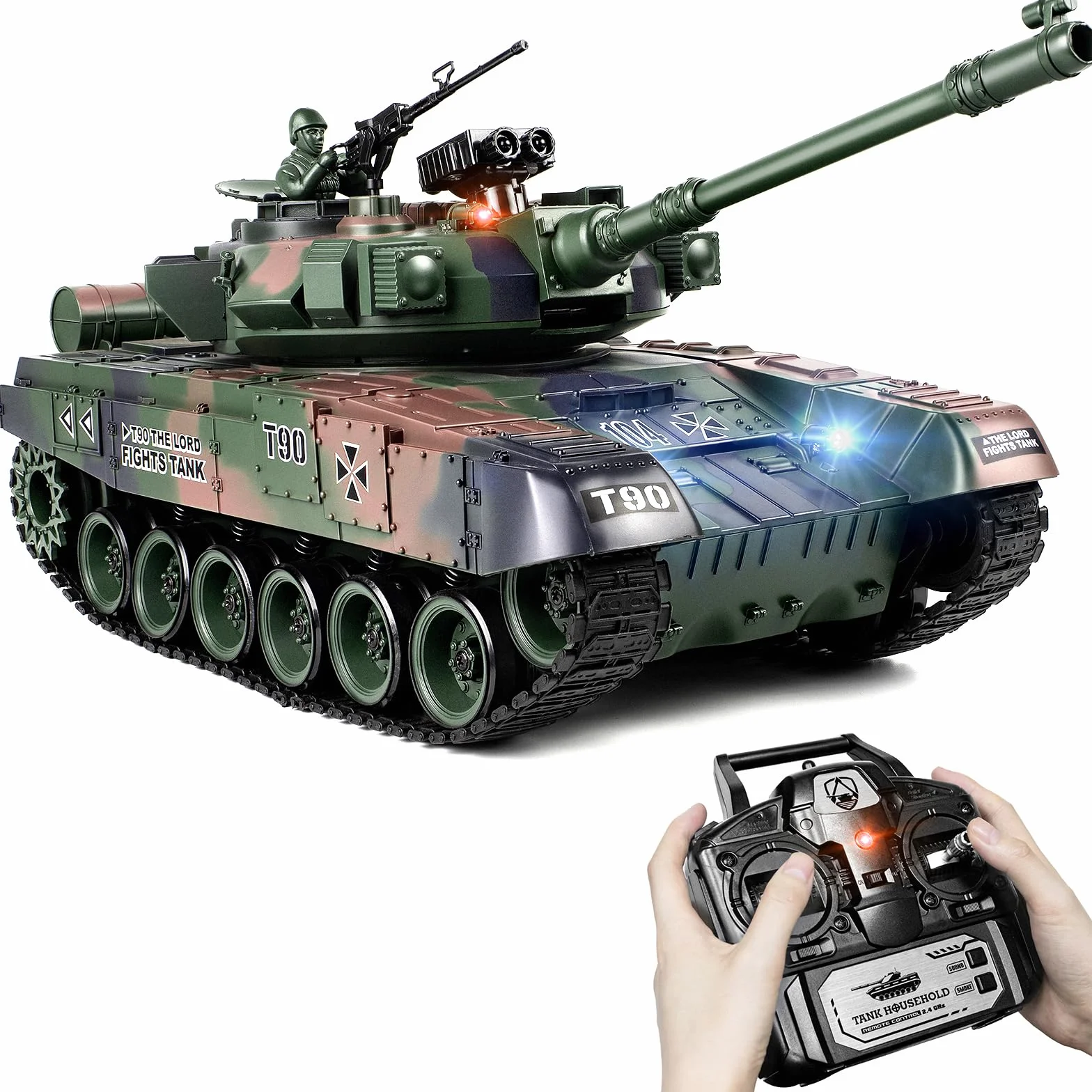Tanque RC RUS T-90 1/18 2.4Ghz, Sonido y Humo, Batalla Dispara BBS