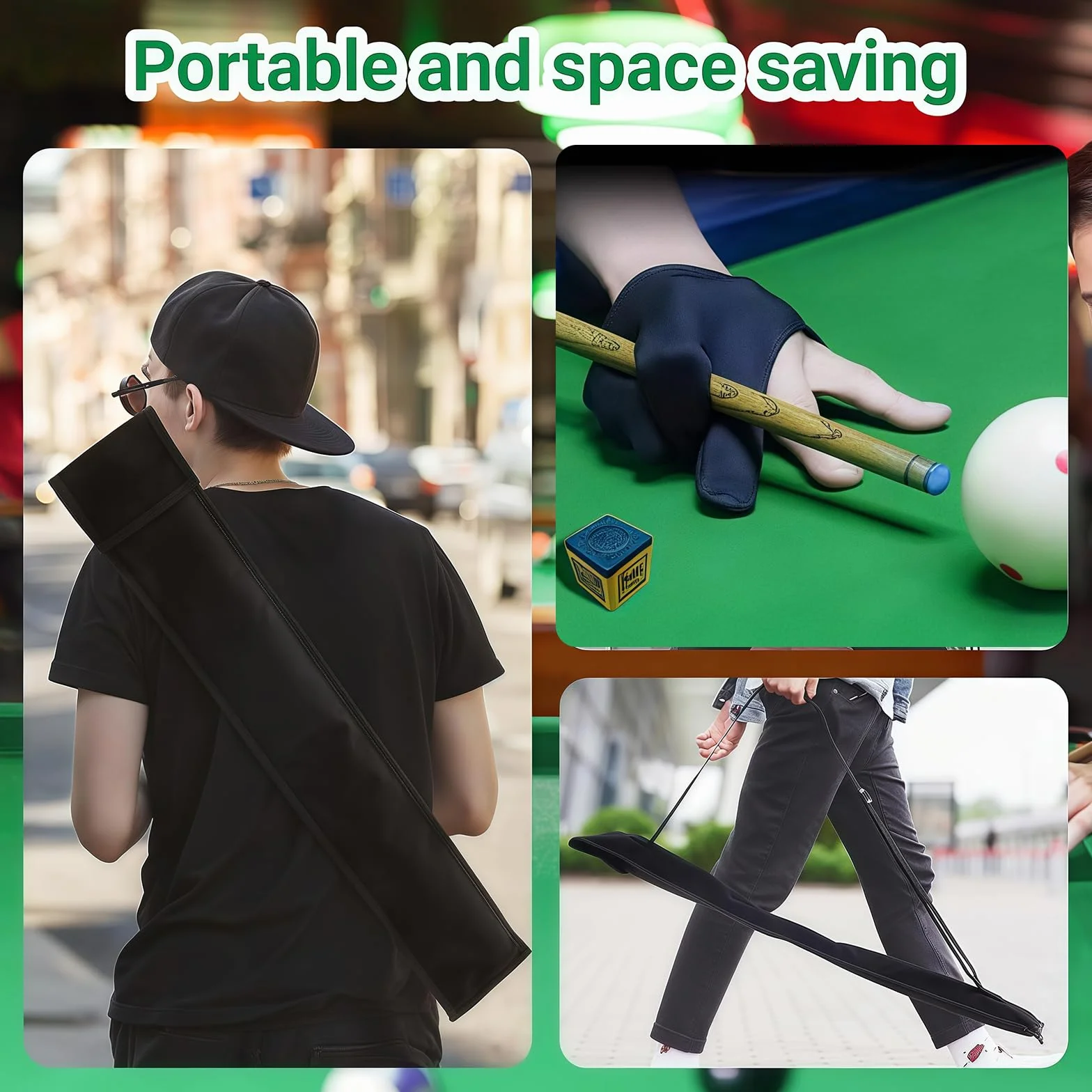 Bolsa de Taco de Billar Portátil Estuche para Palos de Snooker 1/2