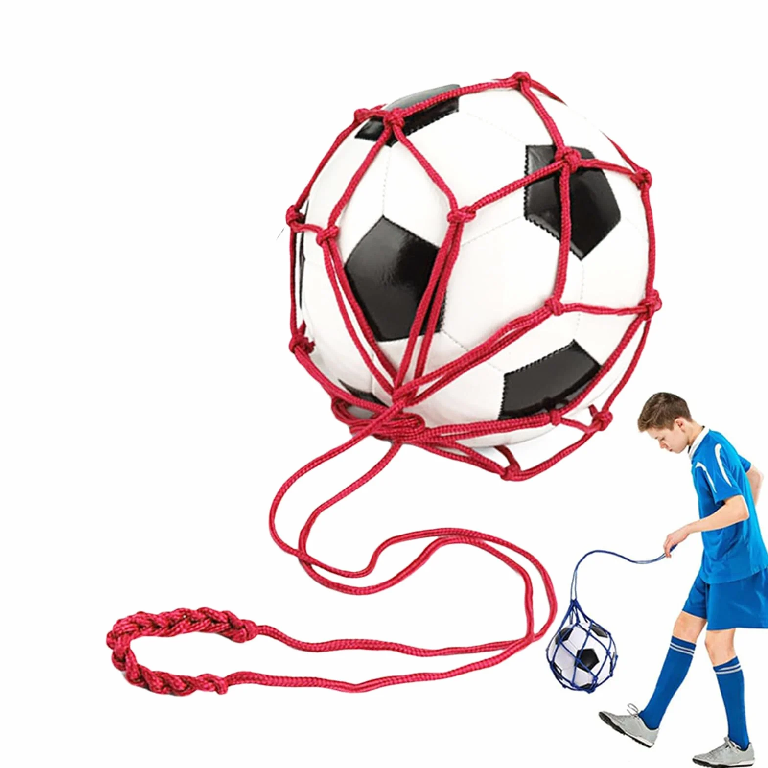 Malla para balones de fútbol con cordón, almacenamiento de voleibol, portador de una sola pelota