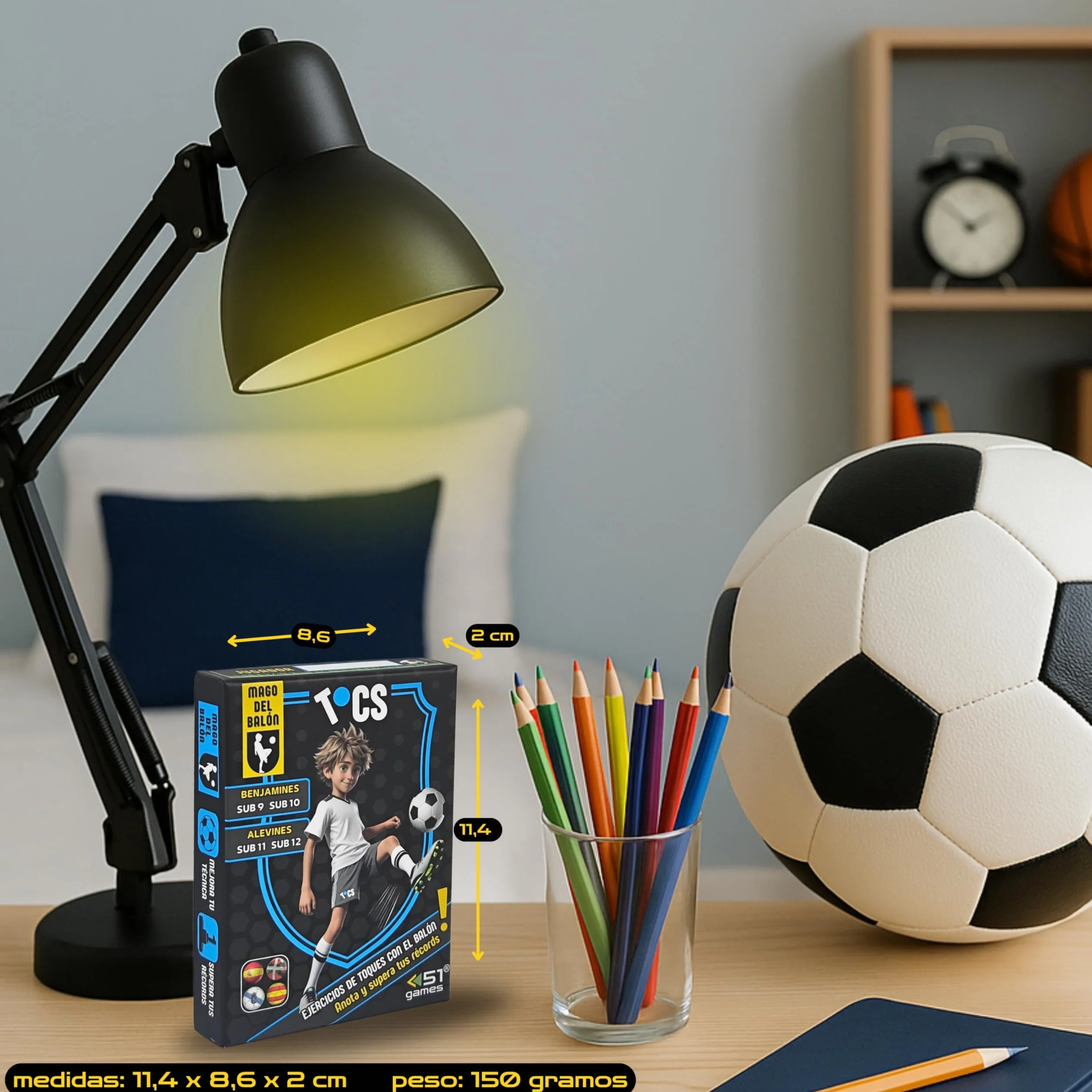 TOCS Mago del balón | Ejercicios de fútbol para niños | 36 retos de toques con el balón | Mejora tu técnica | Anota y supera tus récords | Regalo 8,9,10 y 11 años | Tu entrenamiento en forma de juego
