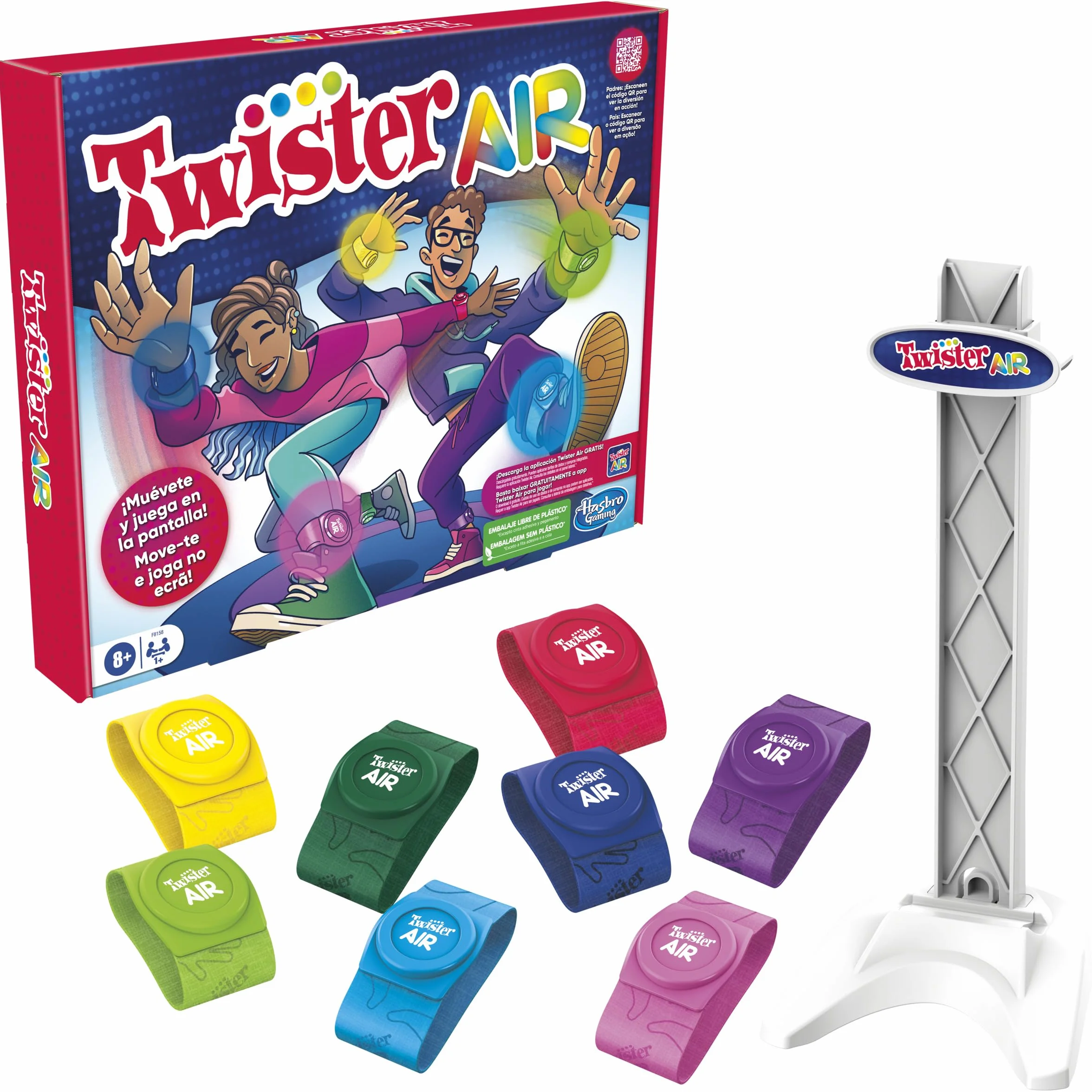 Hasbro Gaming Twister Air Juego RA Conecta Dispositivos Inteligentes Activos Fiesta 8 años